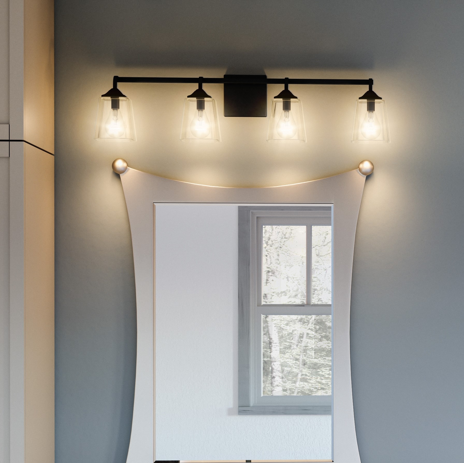 Quoizel THO8631MBK Thoresby 31-in 4 -Light Matte Black Transitional Vanity light