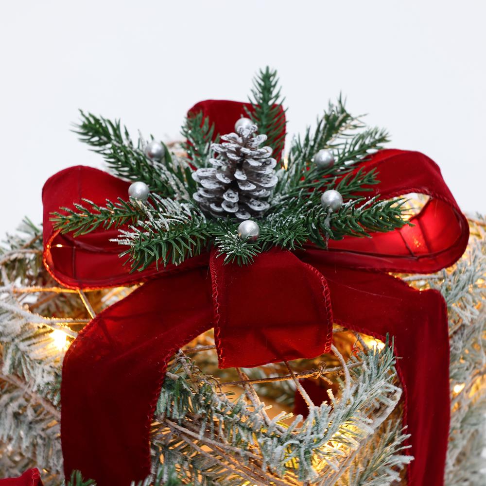 Frosted Faux Cedar Branch Giftbox Set with Lights