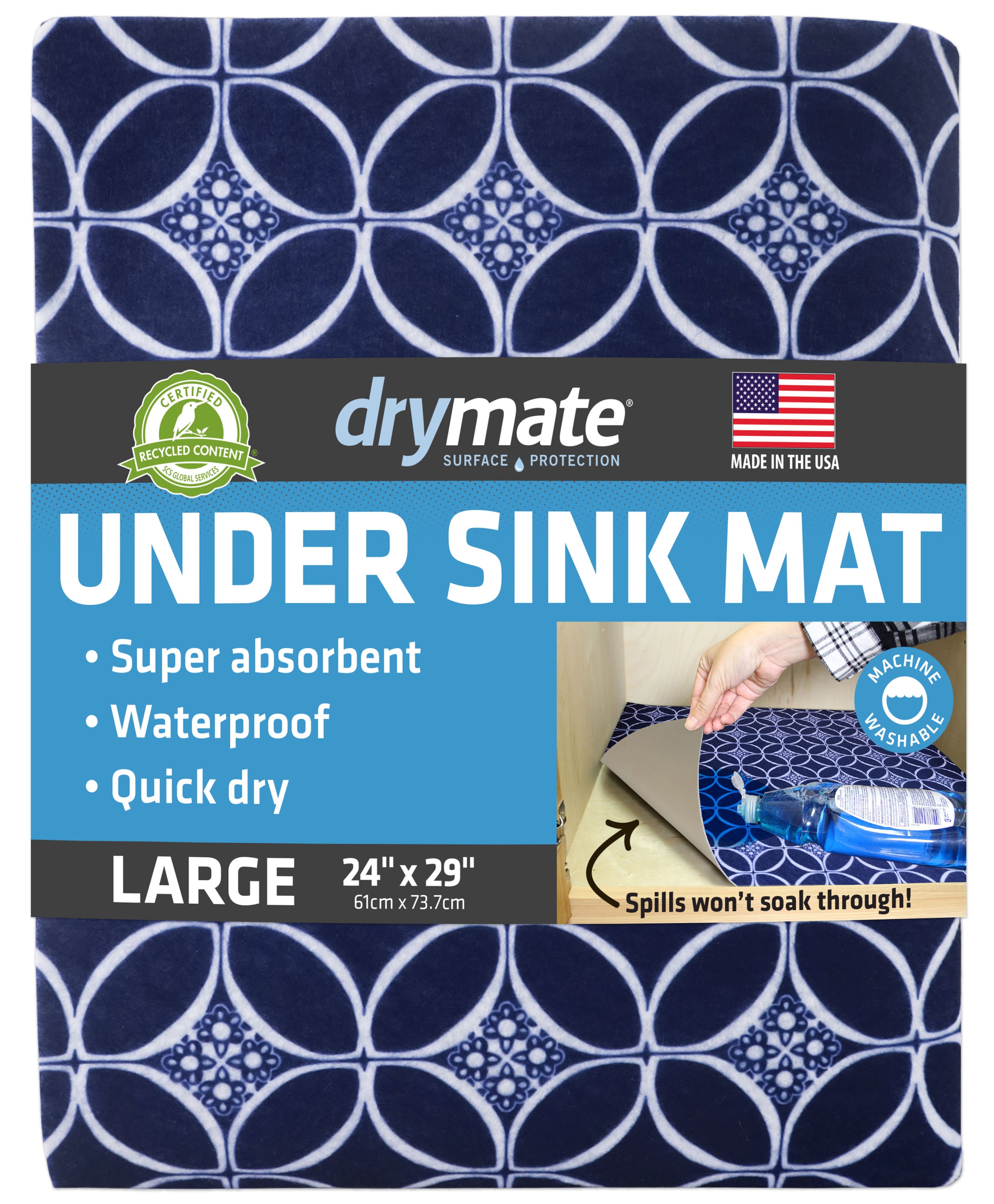 Drymate USM2429INWPB Under the Sink Cabinet Mat Liner 24-Inches x 29-in Indigo Cabinet mat