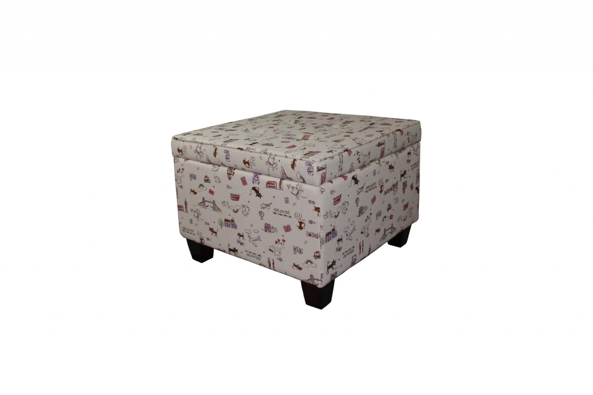 HomeRoots 4000469405 Modern Tan Storage Ottoman