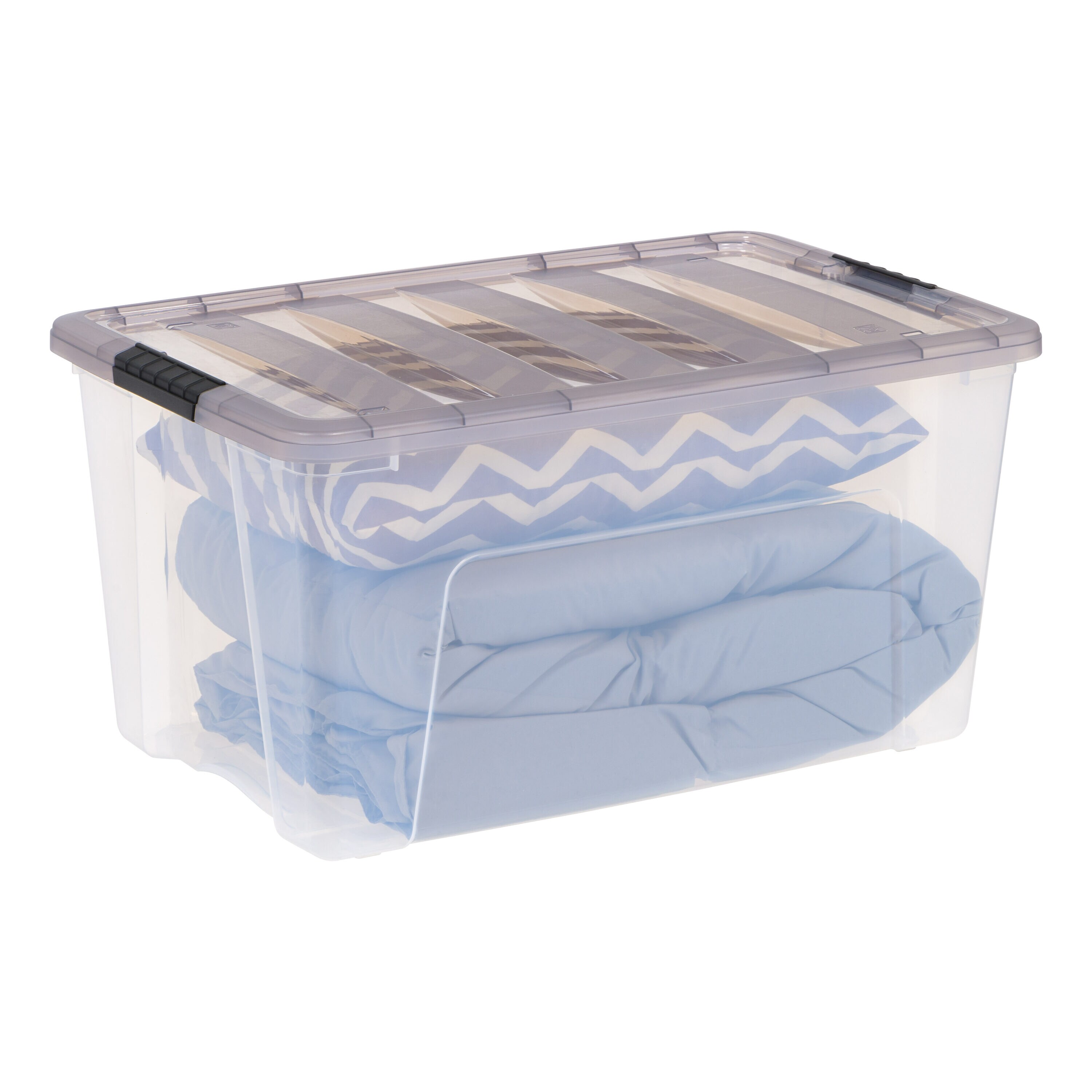 IRIS USA 4 Pack 32qt Clear View Plastic Storage Bin with Lid and Secure  Latching Buckles, Clear&Black