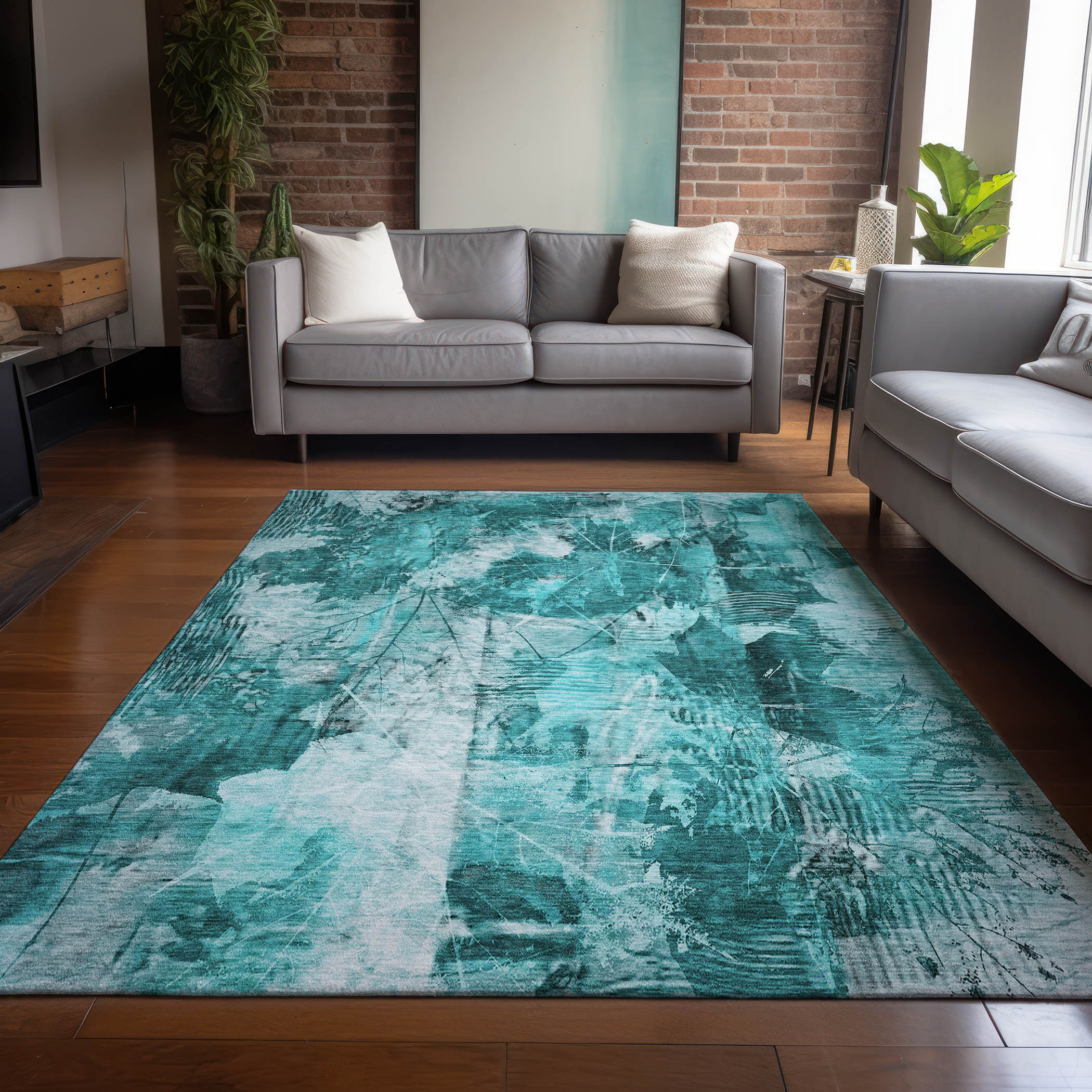 Addison Rugs ACN560TE9X12 Chantille ACN560TE 9 x 12 (ft) Polyester Teal Rectangular Indoor/Outdoor Geometric Farmhouse/Cottage Machine washable Area rug