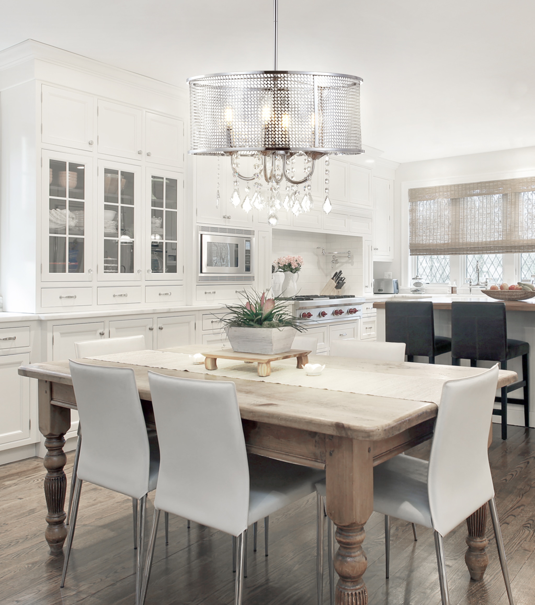 Avah 17" Chrome Polished Crystal LED Adjustable Chandelier