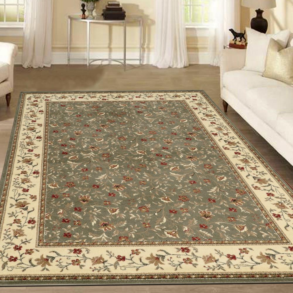 Radici USA Como 8 x 11 Green Indoor Floral/Botanical Oriental Area Rug ...