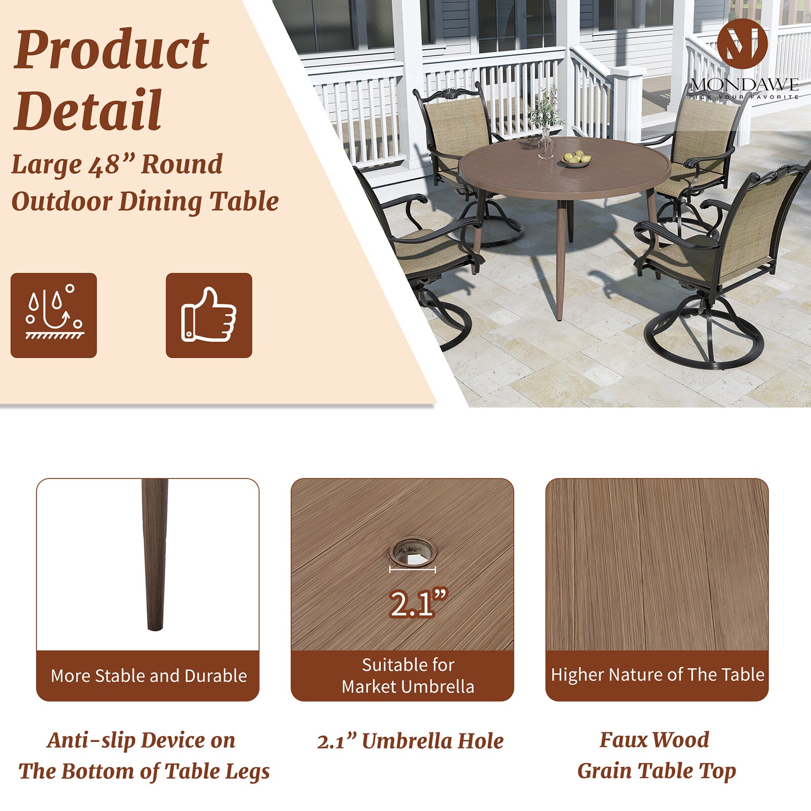 Extra large round outdoor best sale dining table