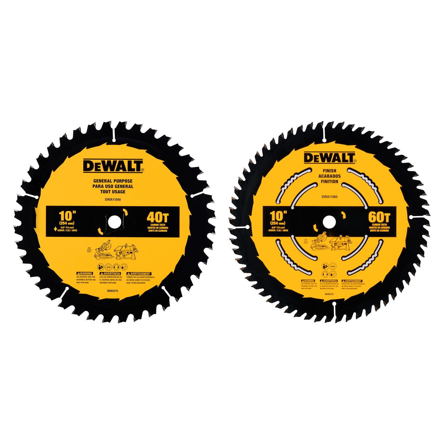 Dewalt 10 In Set Tooth Fine Finish Carbide Mitertable Saw Blade Set 2 Pack In The Circular 7309