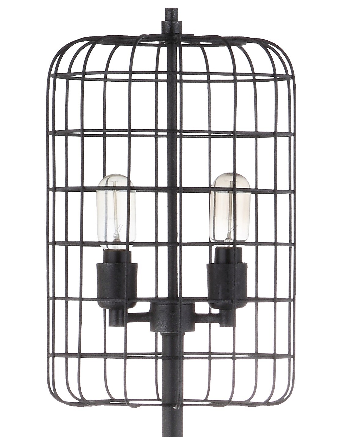 Odette 65" Black/Silver Industrial Metal Floor Lamp with Edison Bulb