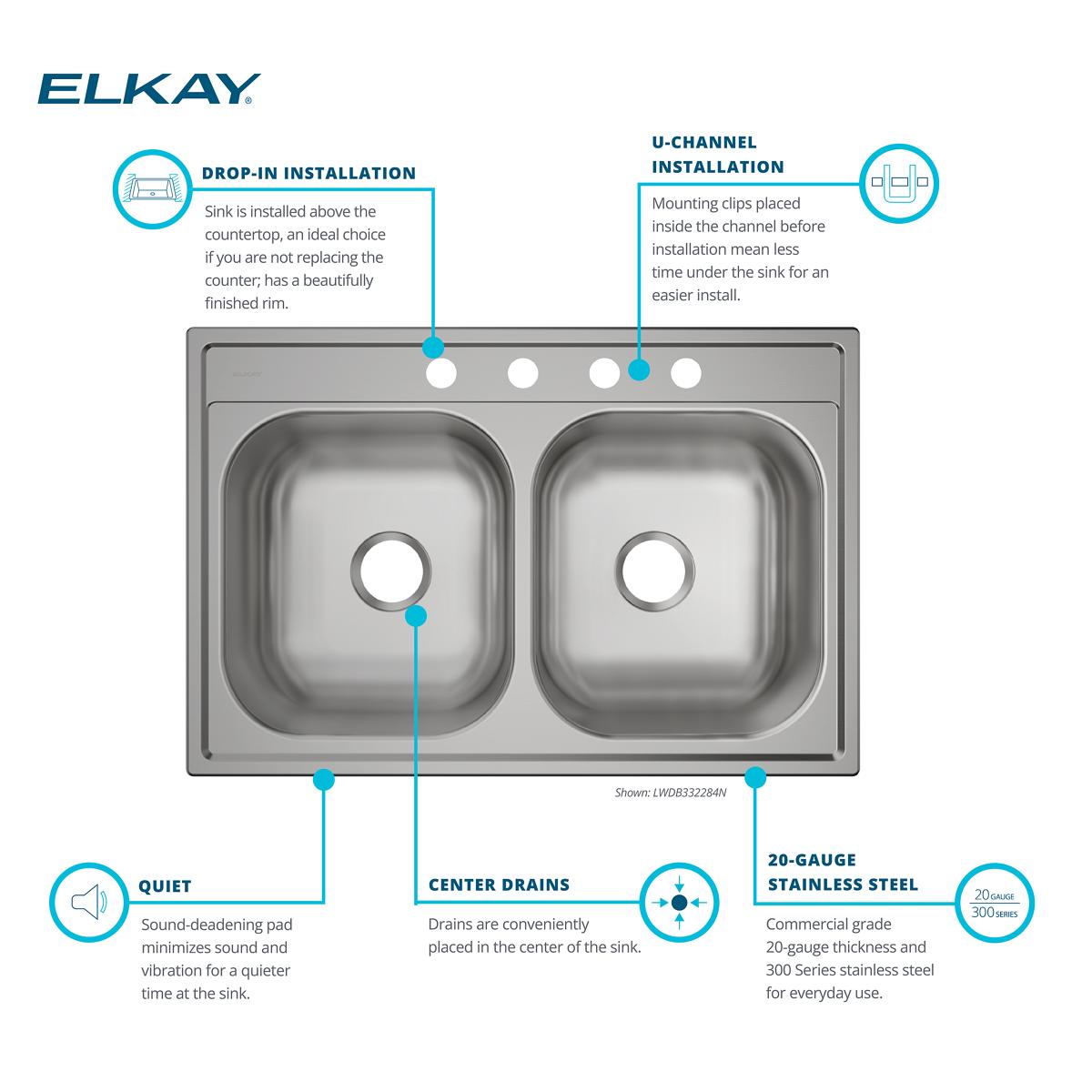 Elkay LWDB332284N Kitchen-Sinks - View #4