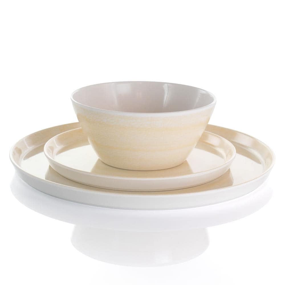 Cream Melamine 12-Piece Outdoor Dinnerware Set