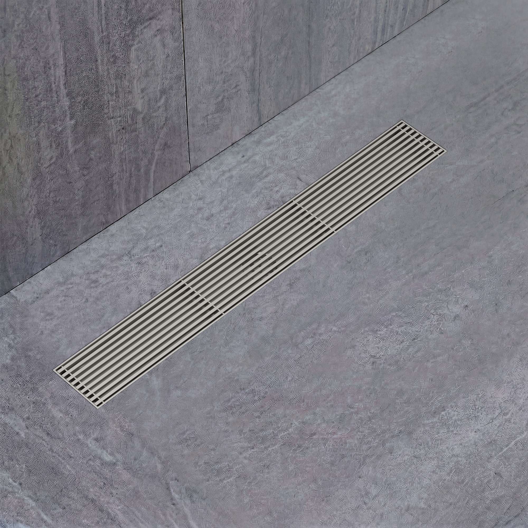 YAWWALK - Brushed Nickel 24-in Linear Shower Drain with Grate Cover High Flow 60 L/min