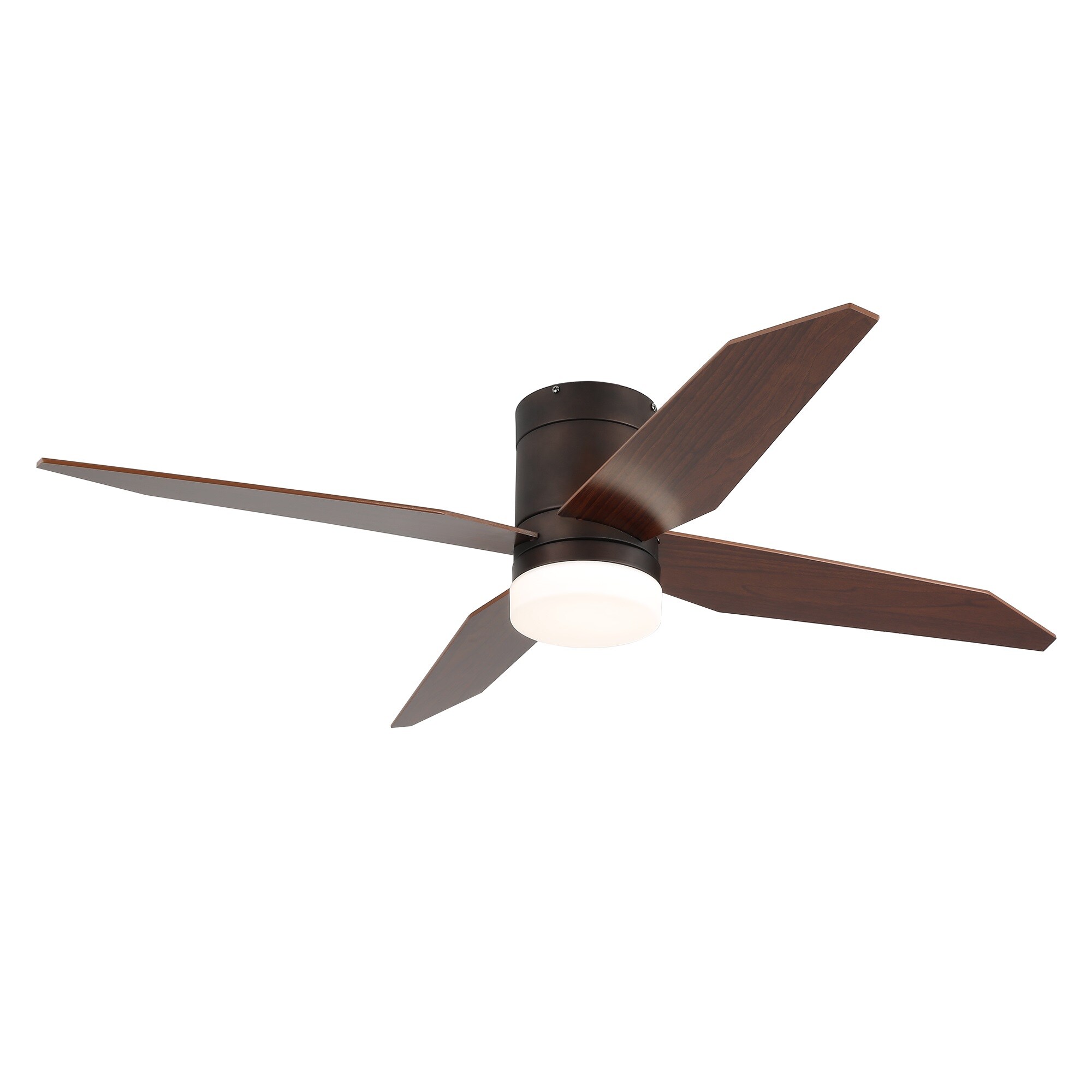 GETLEDEL CF-3522-BN 52-in Color-Changing Integrated LED Flush Mount Oil Bronze with Walnut, Cherry Blades Ceiling Fan With Light - Remote Included ( 4 -Blade )