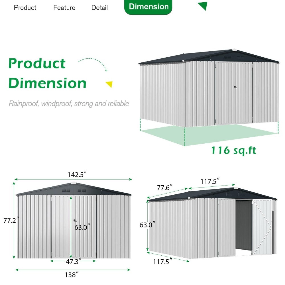 AECOJOY 16323WH-LS02 Metal-Storage-Buildings-Sheds - View #5