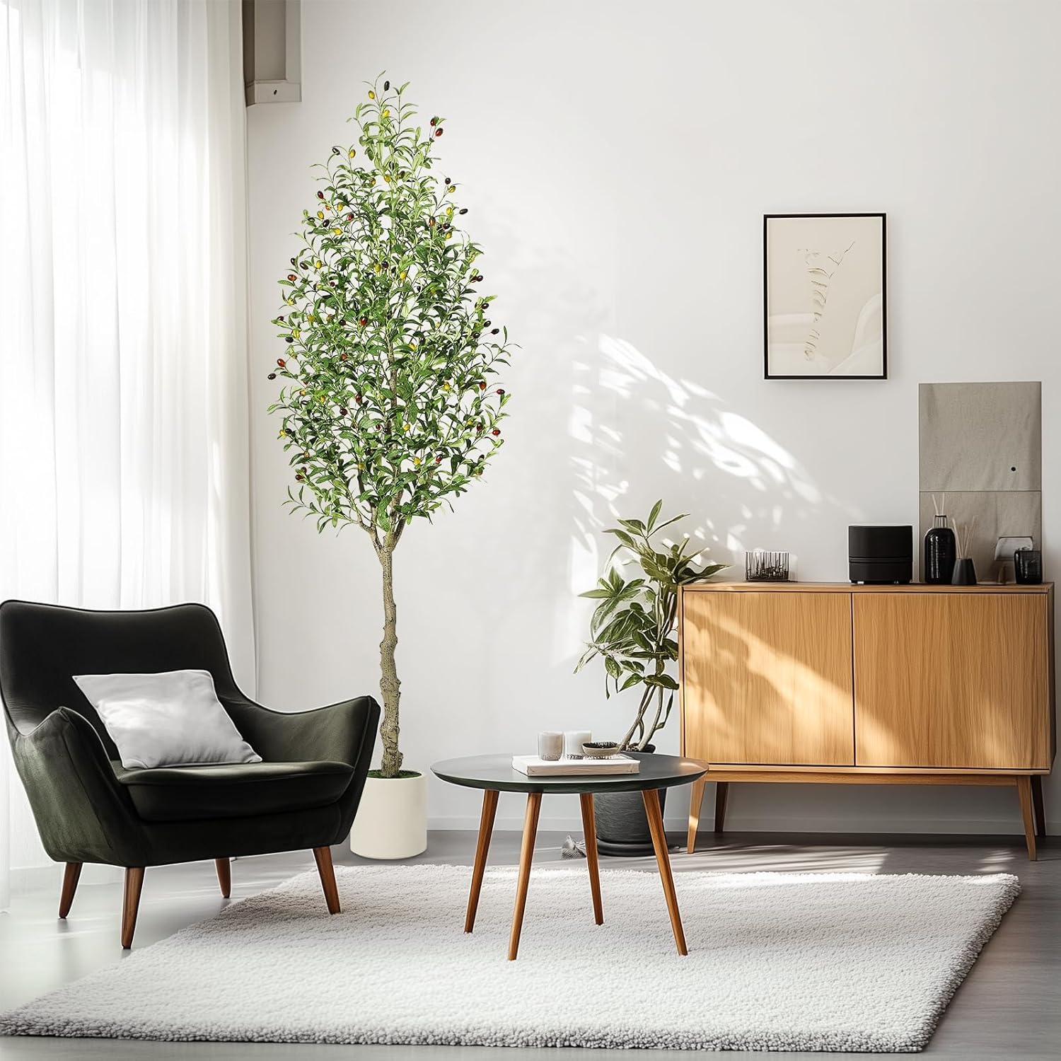 Garvee 7FT Tall Faux Olive Tree with White Tall Planter Olive Trees ...