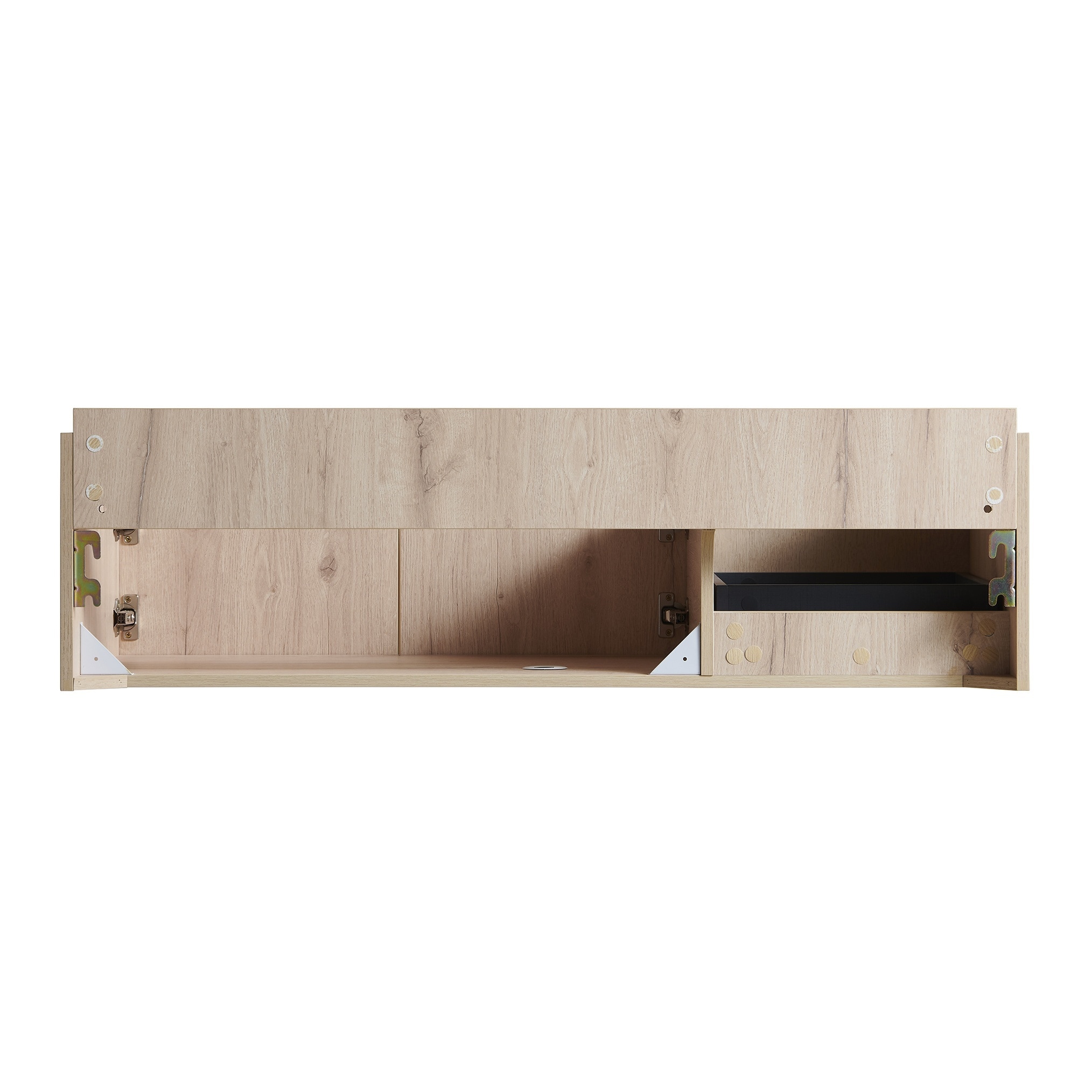 LIVACA - 48 inch White Oak Woodgrain Plywood Bathroom Vanity Cabinet with Double Doors and One Dr...