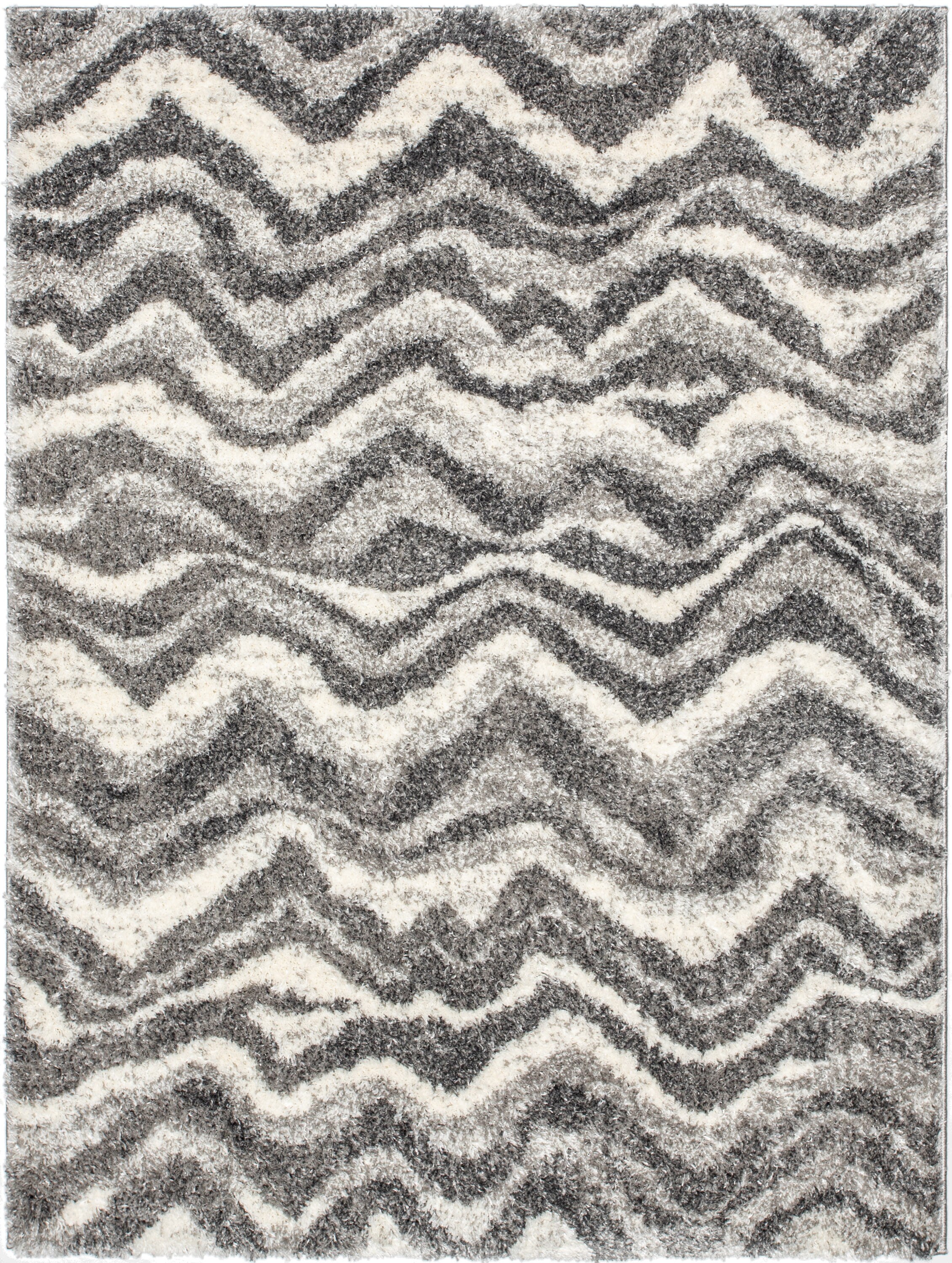 Celeste Chevron Shimmer 5'x7' Gray Synthetic Shag Rug