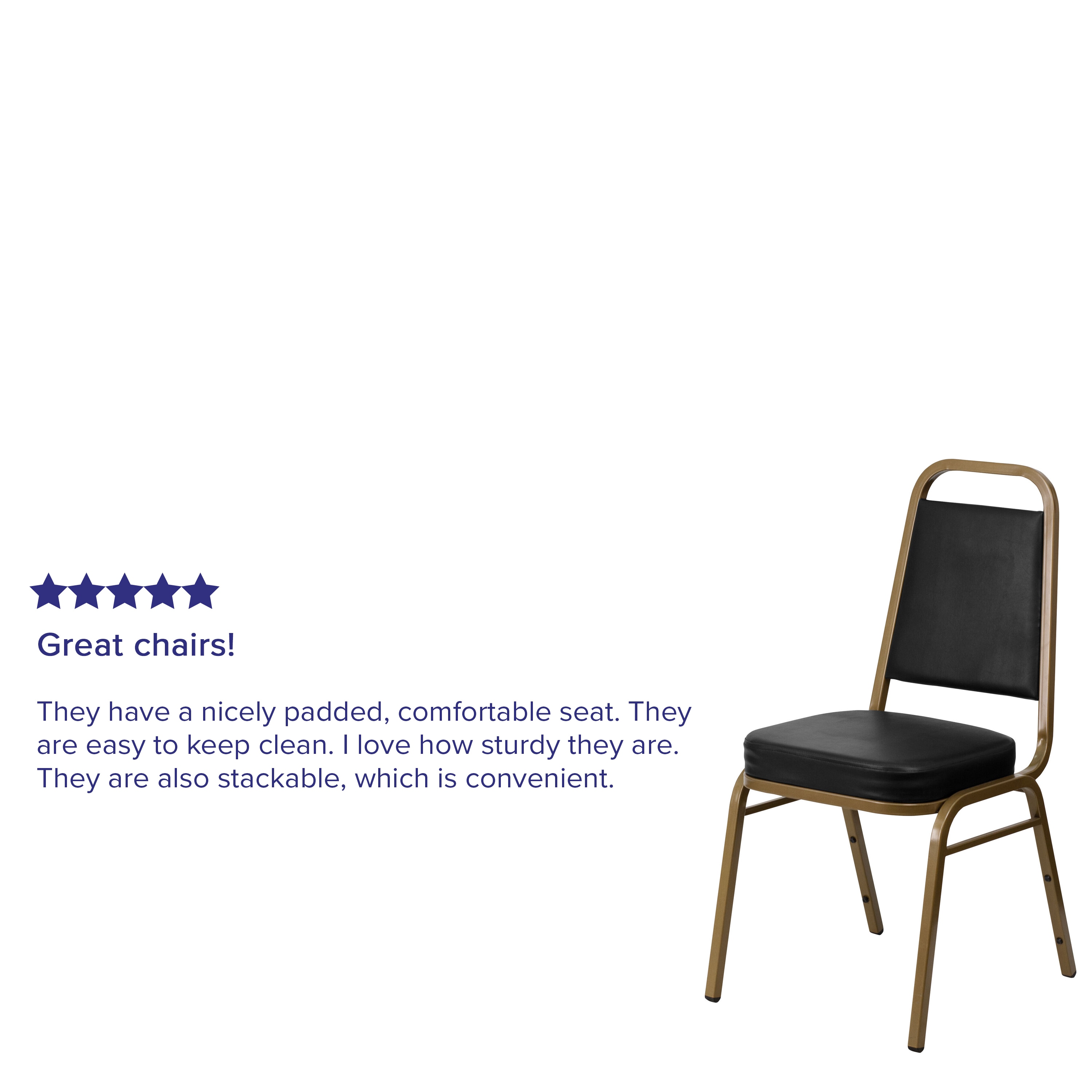Black Vinyl and Gold Frame Stacking Banquet Chair