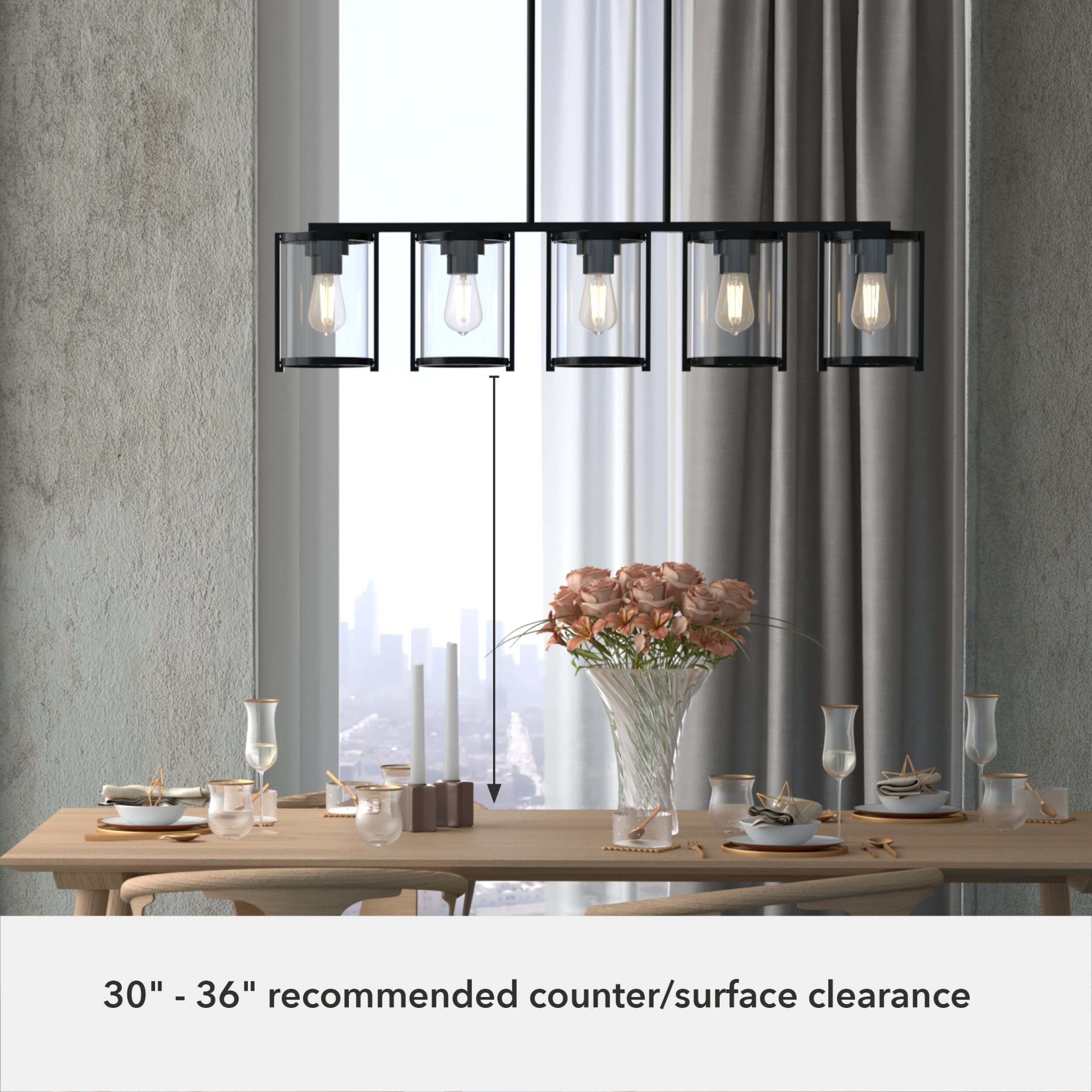 Hunter Astwood 5-Light Matte Black Glam LED Dry Rated Chandelier in the ...