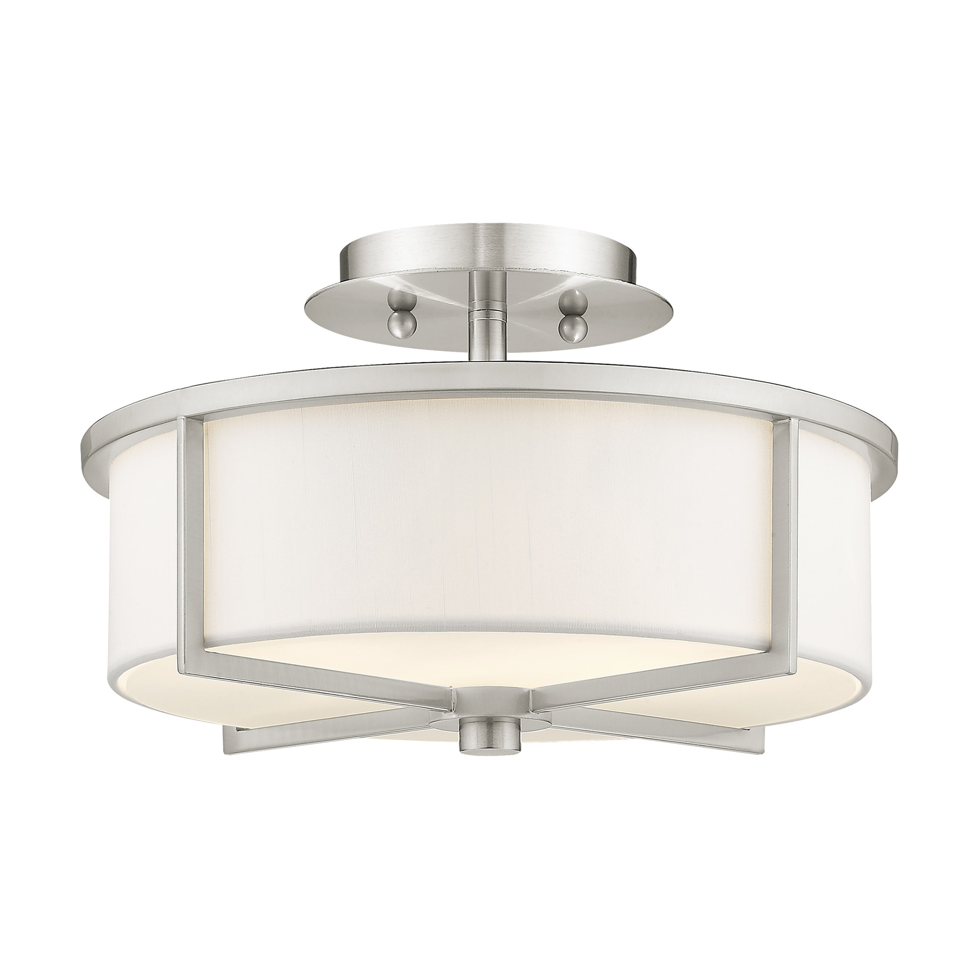 Livex Lighting 51073-91 Wesley 1 -Light 13-in Brushed Nickel Semi Flush Mount Light