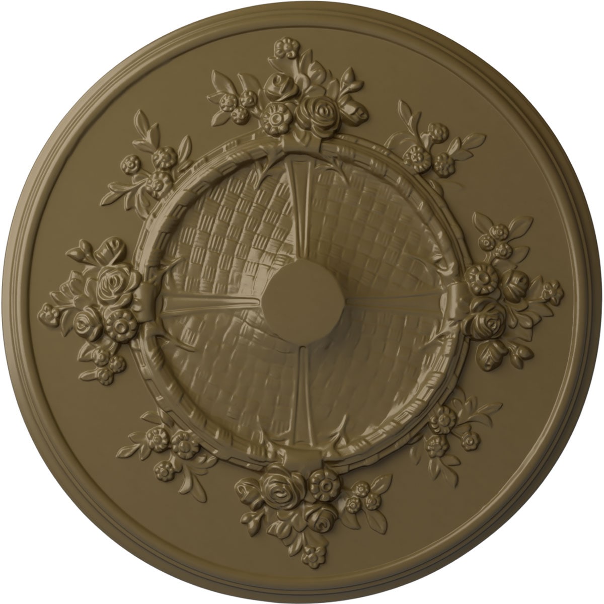Ekena Millwork CM27FLMMF Flower 27-in W x 27-in L Painted Mississippi Mud Polyurethane Whole Ceiling Medallion