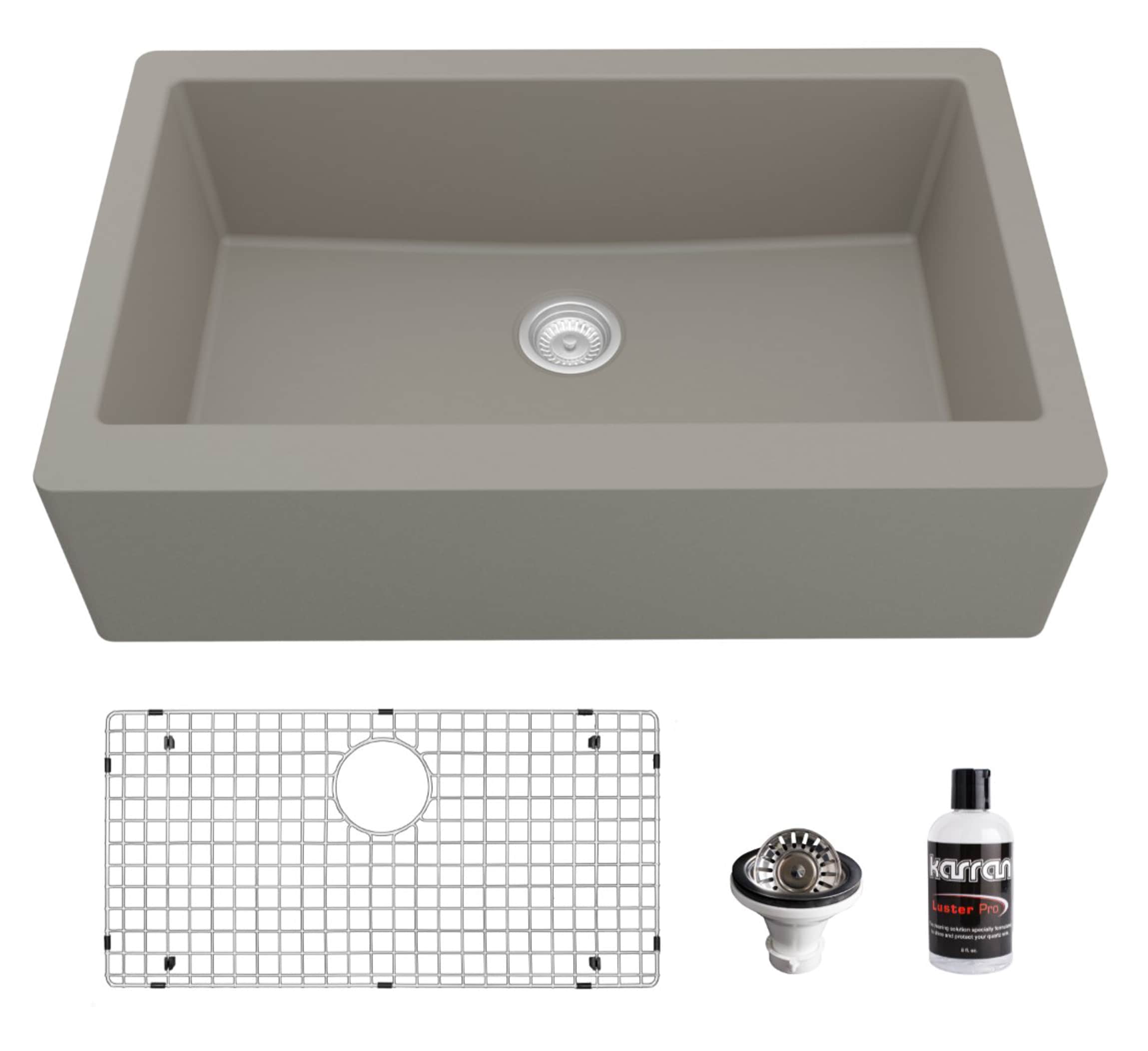 Karran QA-740-CN-PK1 Farmhouse apron front 34-in x 21.25-in Quartz Single bowl Kitchen Sink