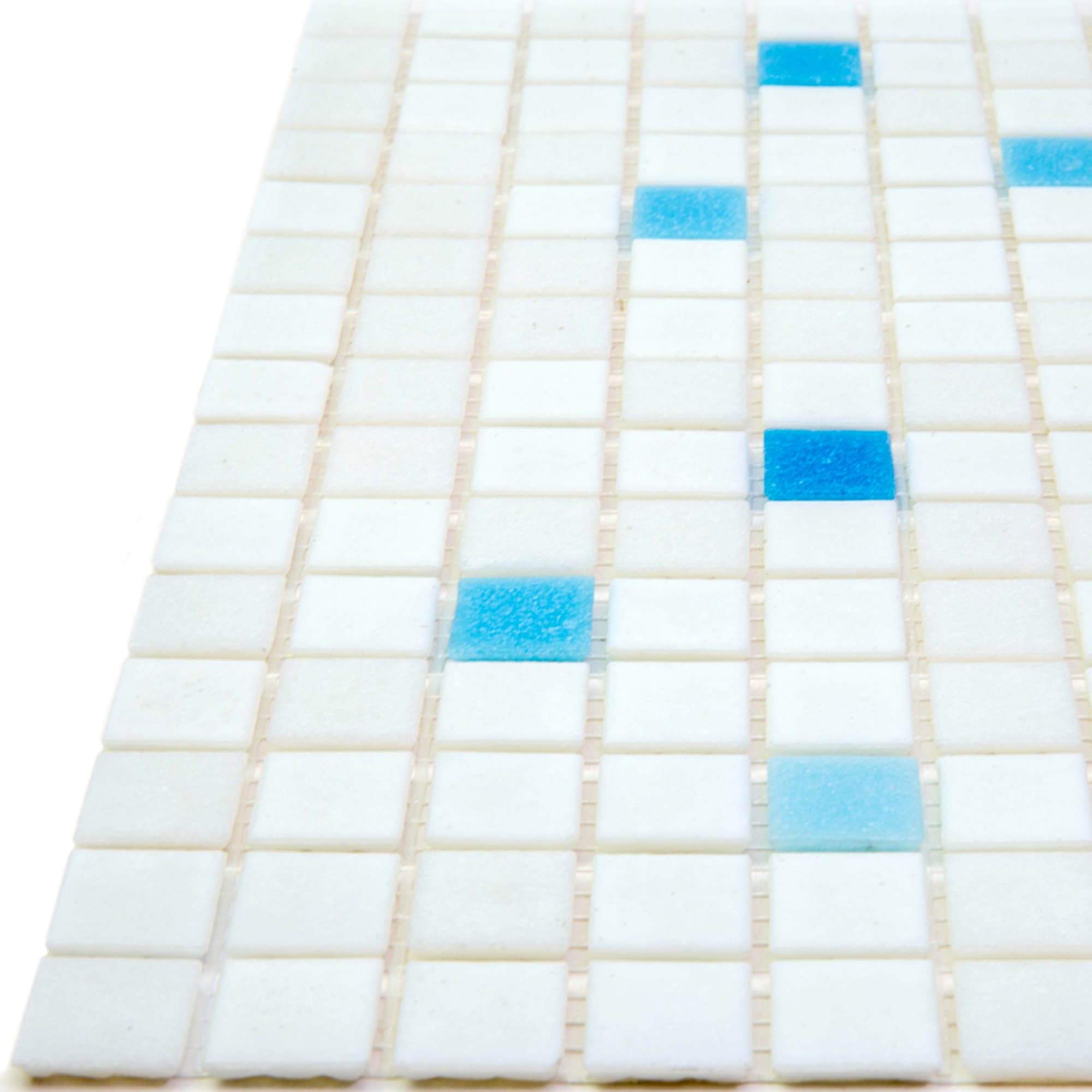 Mingles 12" x 12" Glossy Blue and White Glass Mosaic Tile