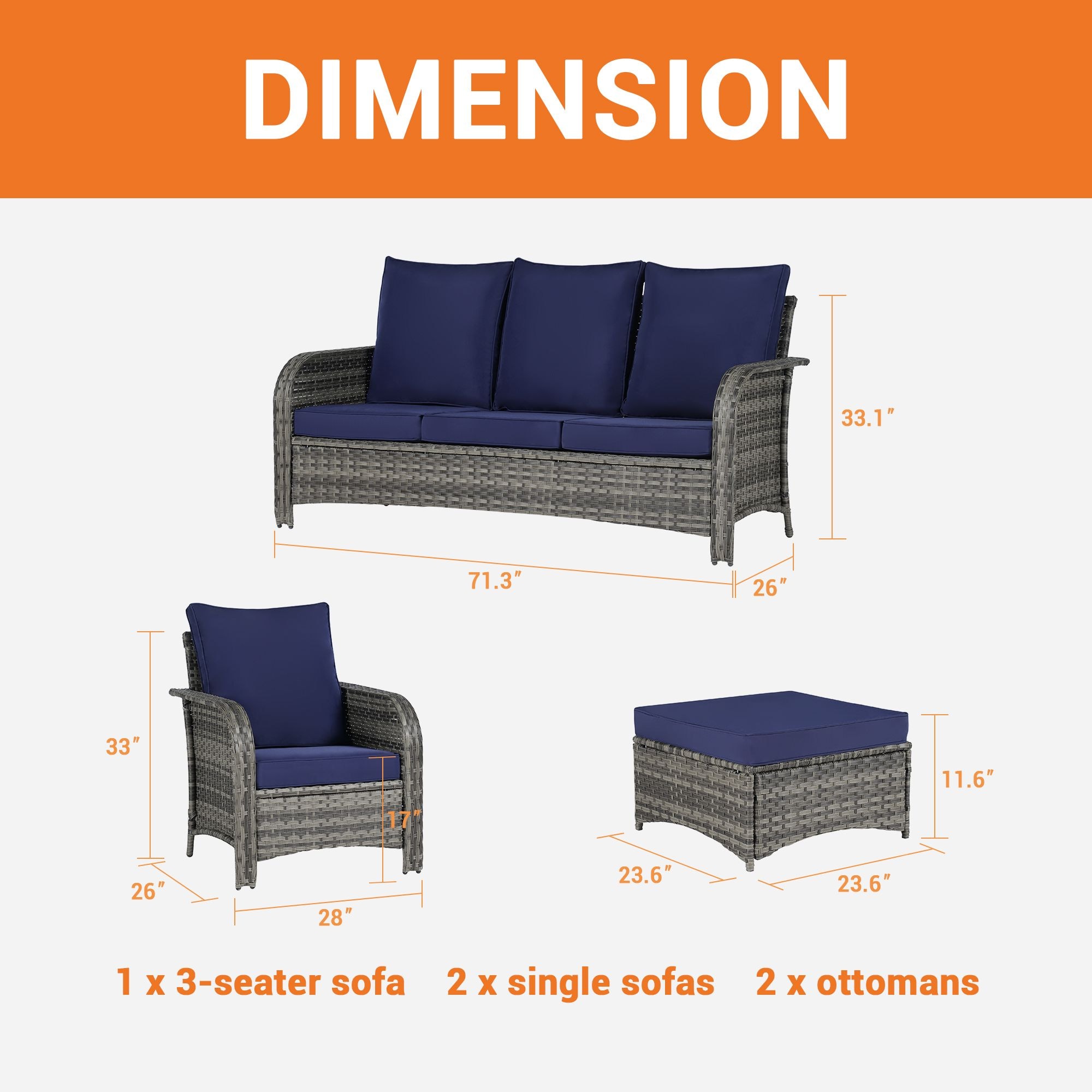 SANSTAR L-WS800-NY-V1 Patio-Conversation-Sets - View #2