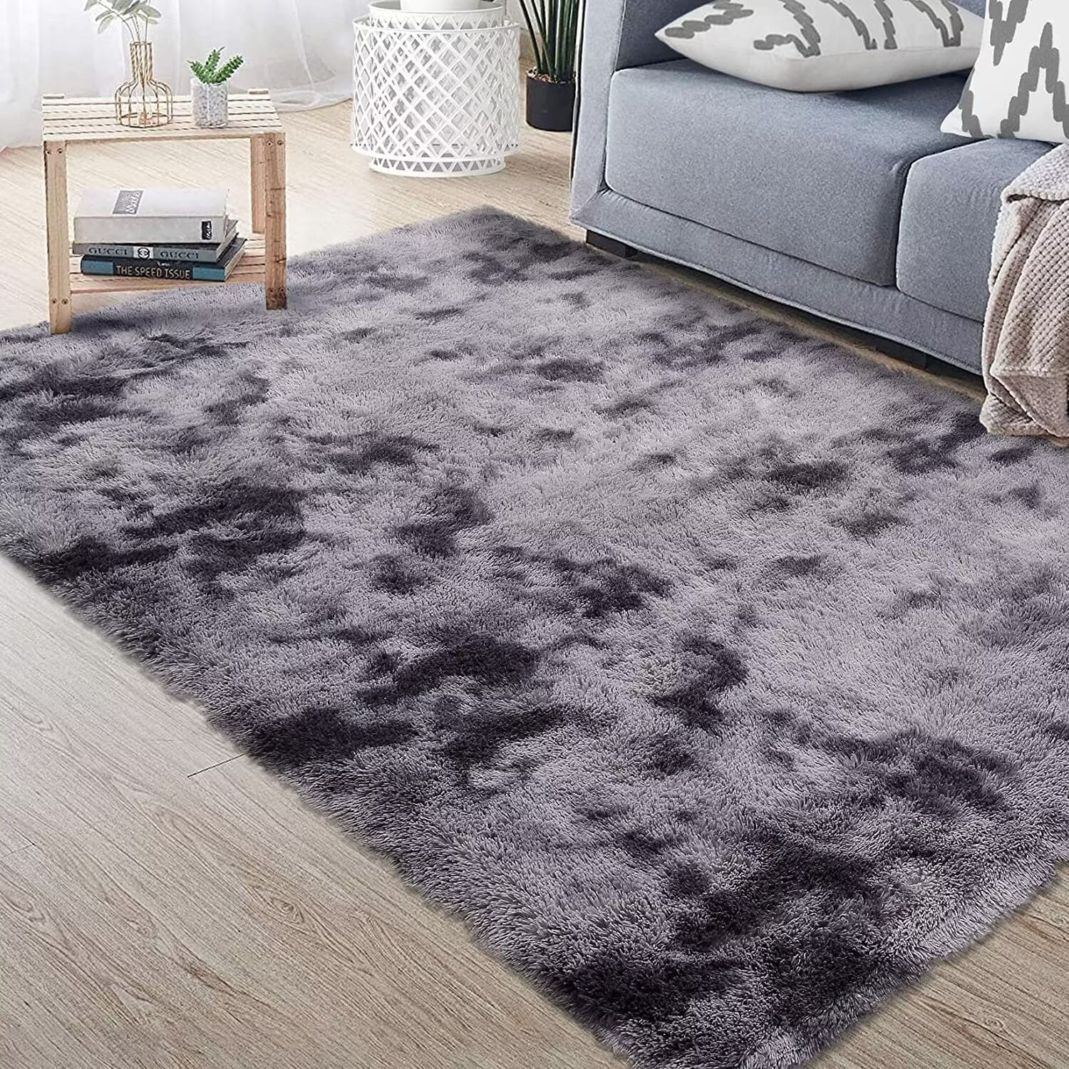 Garvee YXY-LO-PHO-0PW2S4TM 10 x 13 (ft) Polyester Dark Gray Rectangular Indoor Solid Mid-Century Modern Area rug