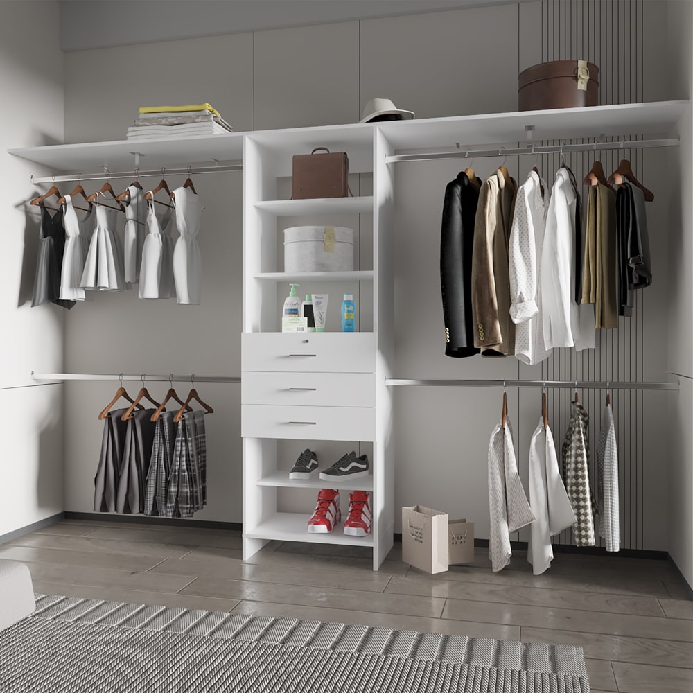 GLANZEND  15.7-in D x 118.1-in W x 73.6-in H Walk-in White Engineered Wood Closet System