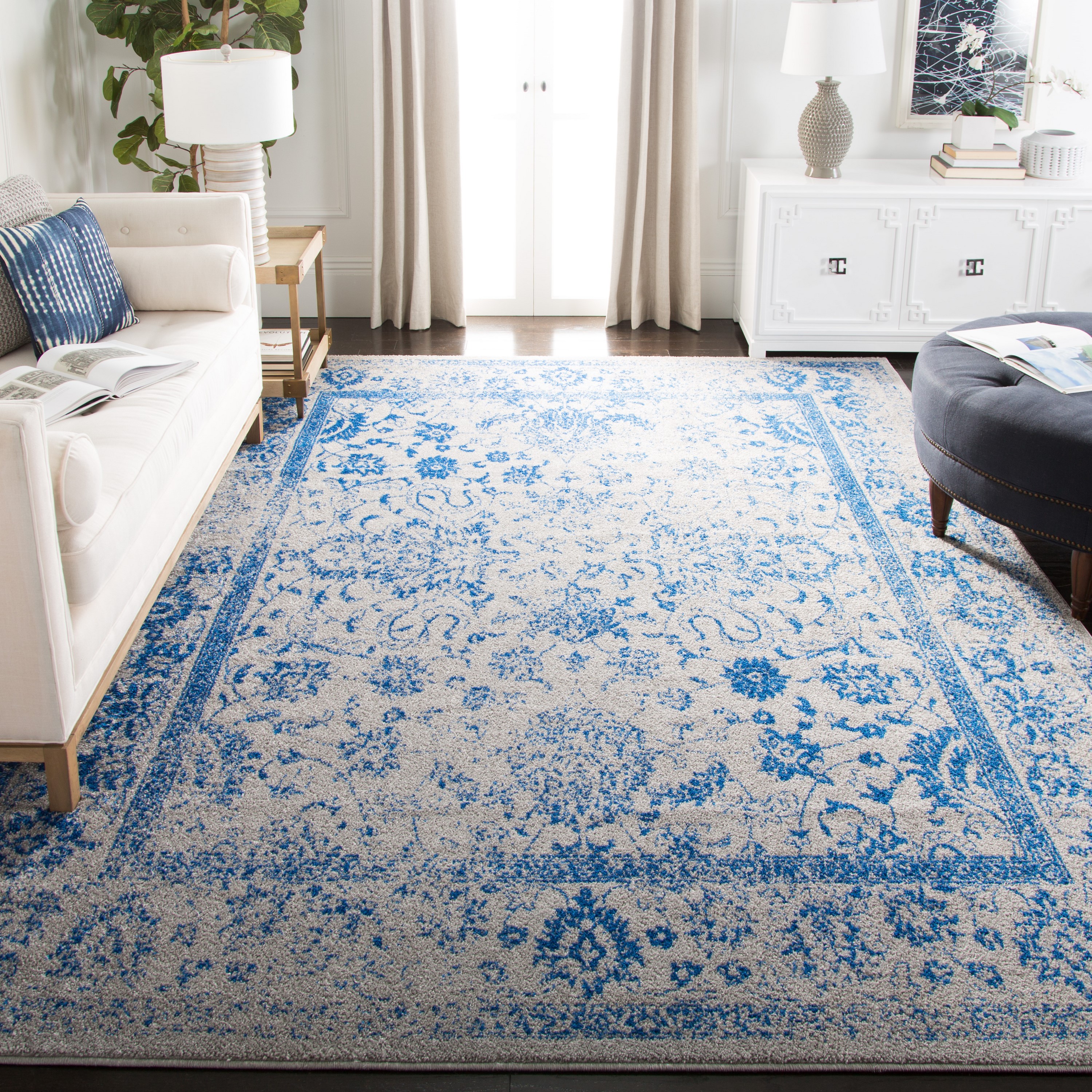 Safavieh ADR109A-1218 Adirondack Kashan 12 x 18 (ft) Loomed Polypropylene Gray/Blue Rectangular Indoor Distressed/Overdyed Vintage Area rug