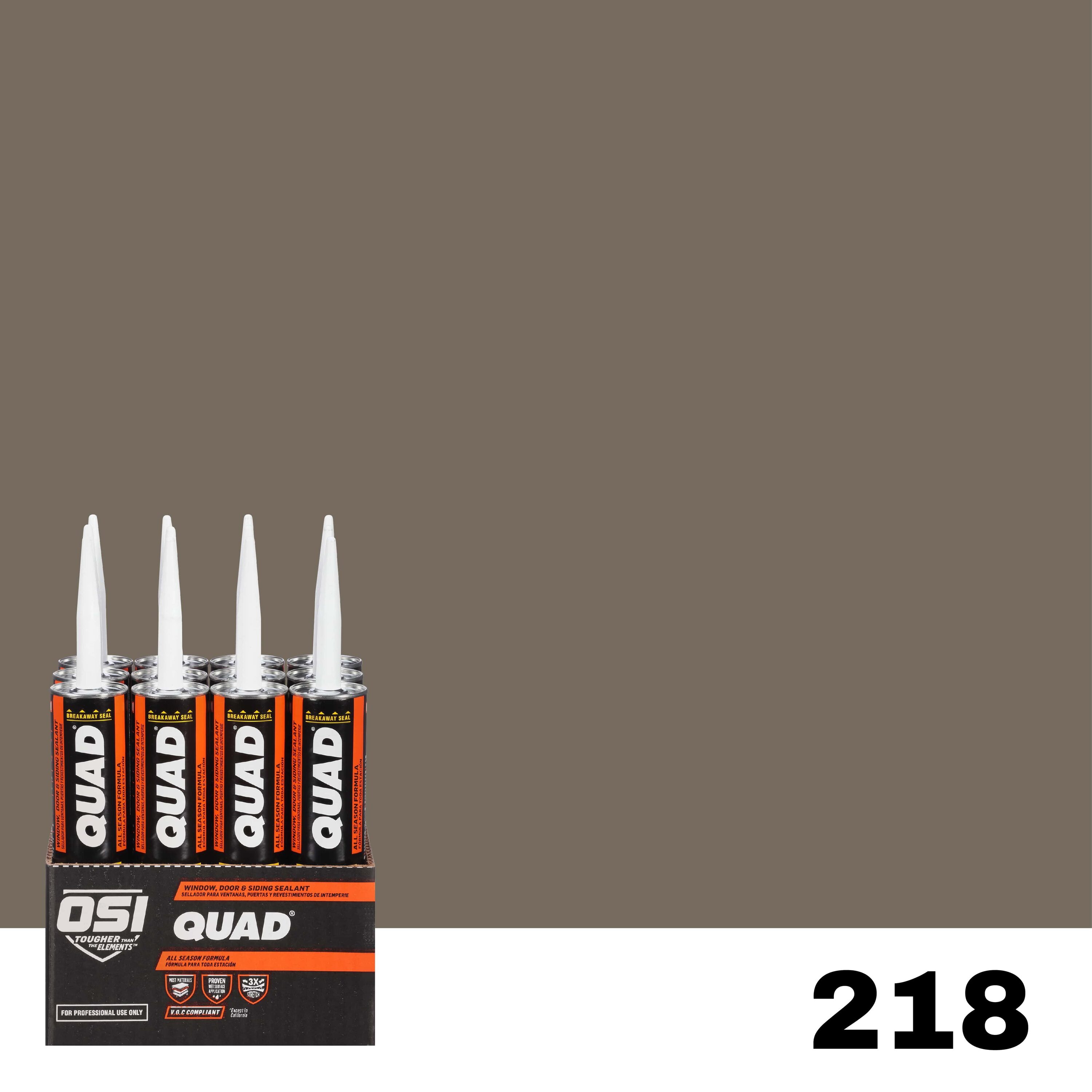 OSI 1636971 Quad 12 -Pack 10-oz Window door Brown 218 Paintable Solvent Caulk