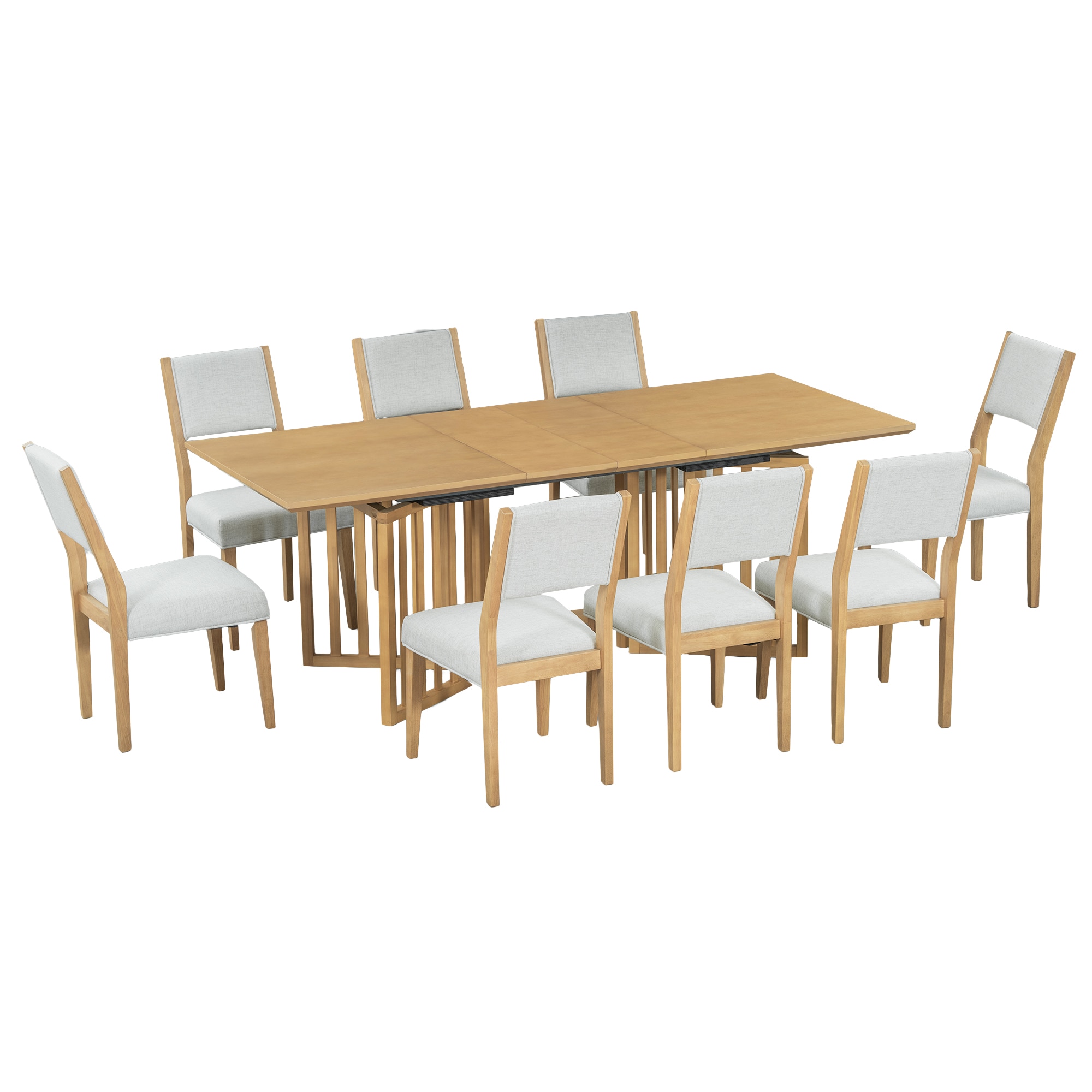 Siavonce XH63AAA Natural Contemporary/Modern Dining Room Set with Rectangular Table ( Seats 8 )