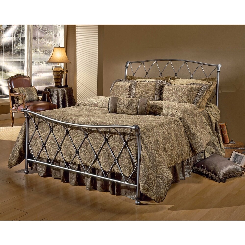Silverton Brushed Silver King Metal Sleigh Bed in the Beds department at Lowes