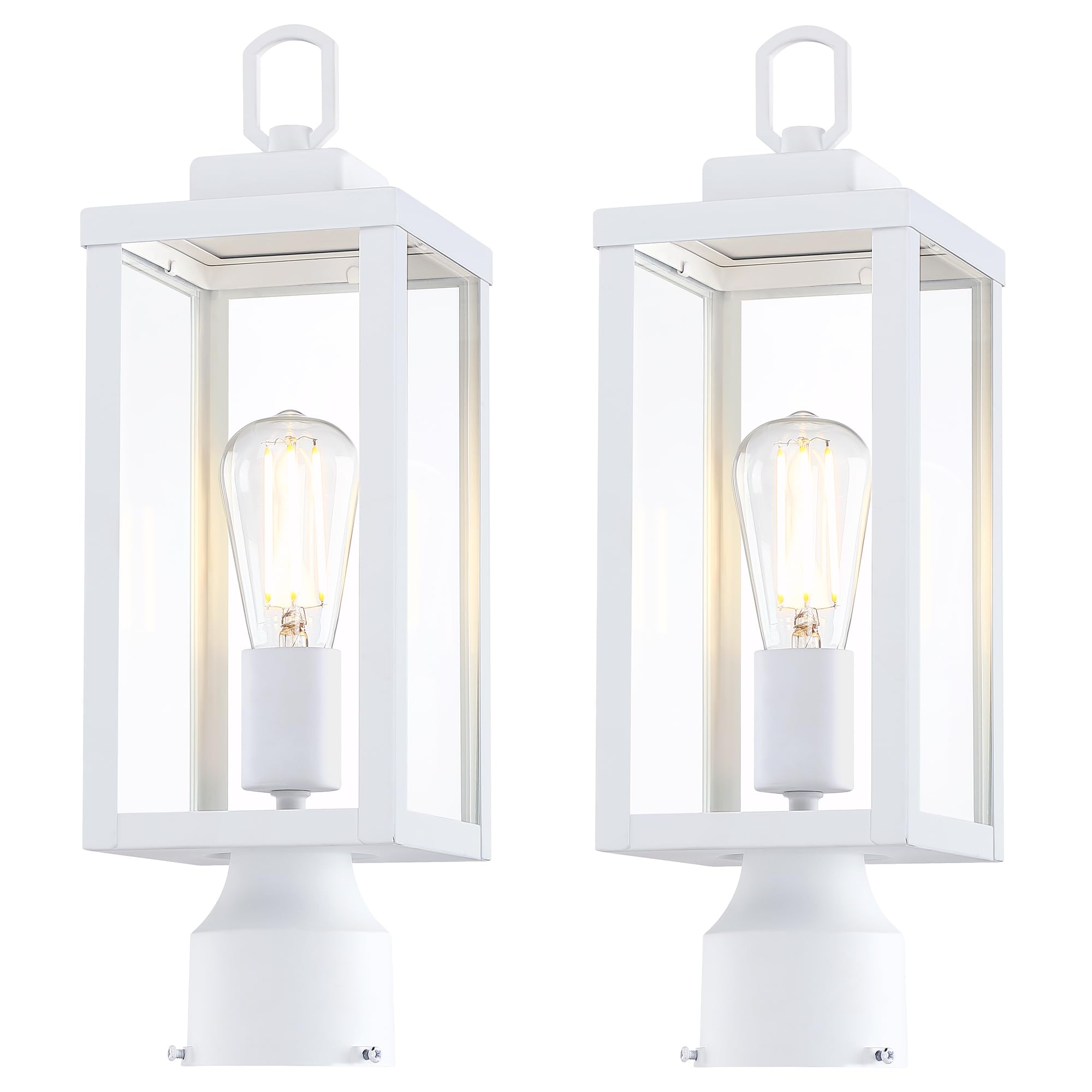 DYRCJ  Outdoor Post Lights Modern White Pole Light Fixture Exterior Post Lantern with Tempered Glass and Anti Rust Metal for Yard Driveway