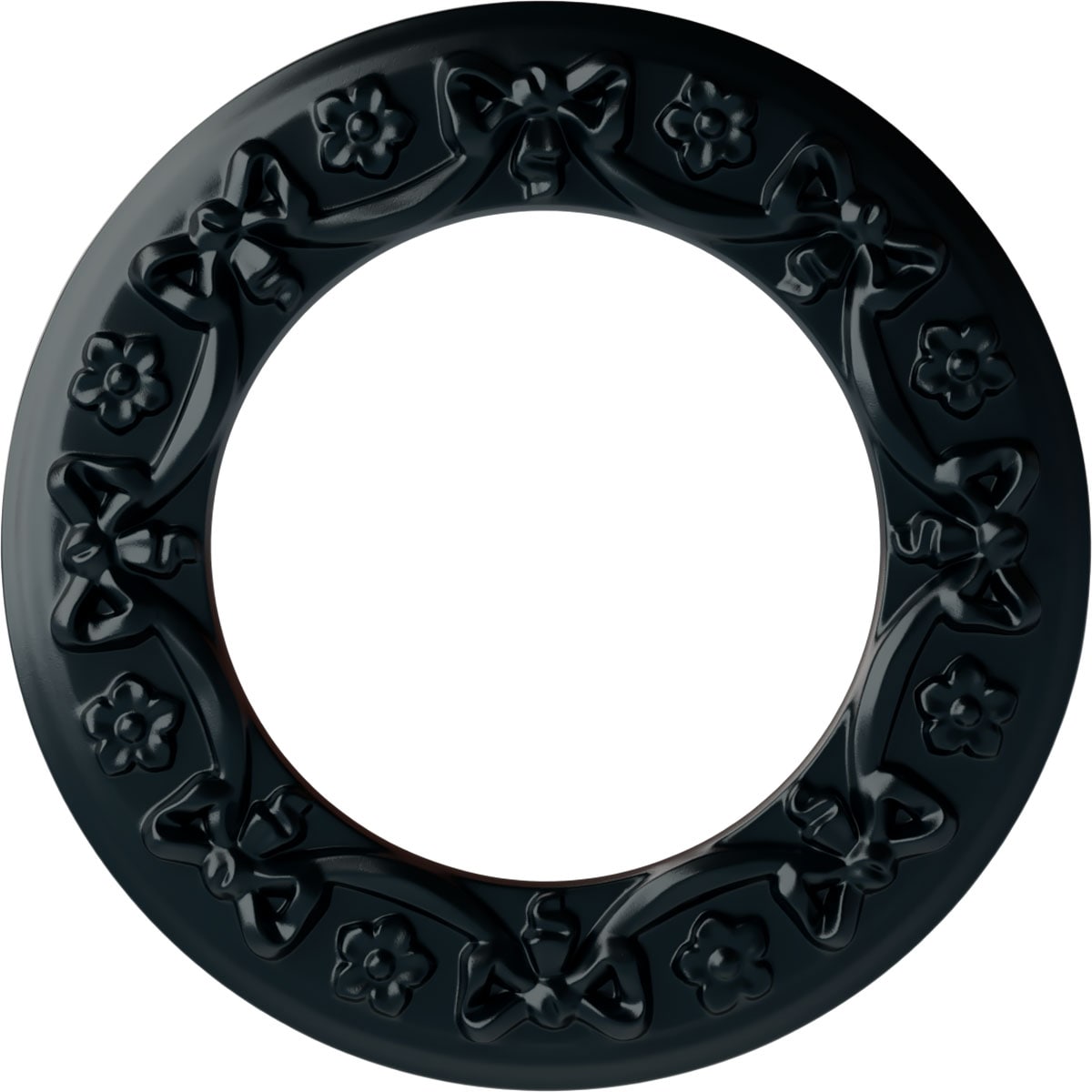 Ekena Millwork CM12RINSF Ribbon with Bow 12.25-in W x 12.25-in L Painted Night Shade Polyurethane Whole Ceiling Medallion