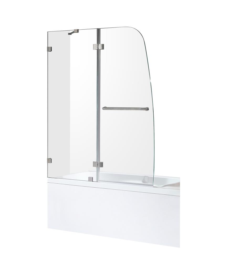 ANZZI Herald Series Brushed Nickel 48-in x 58-in Frameless Hinged 