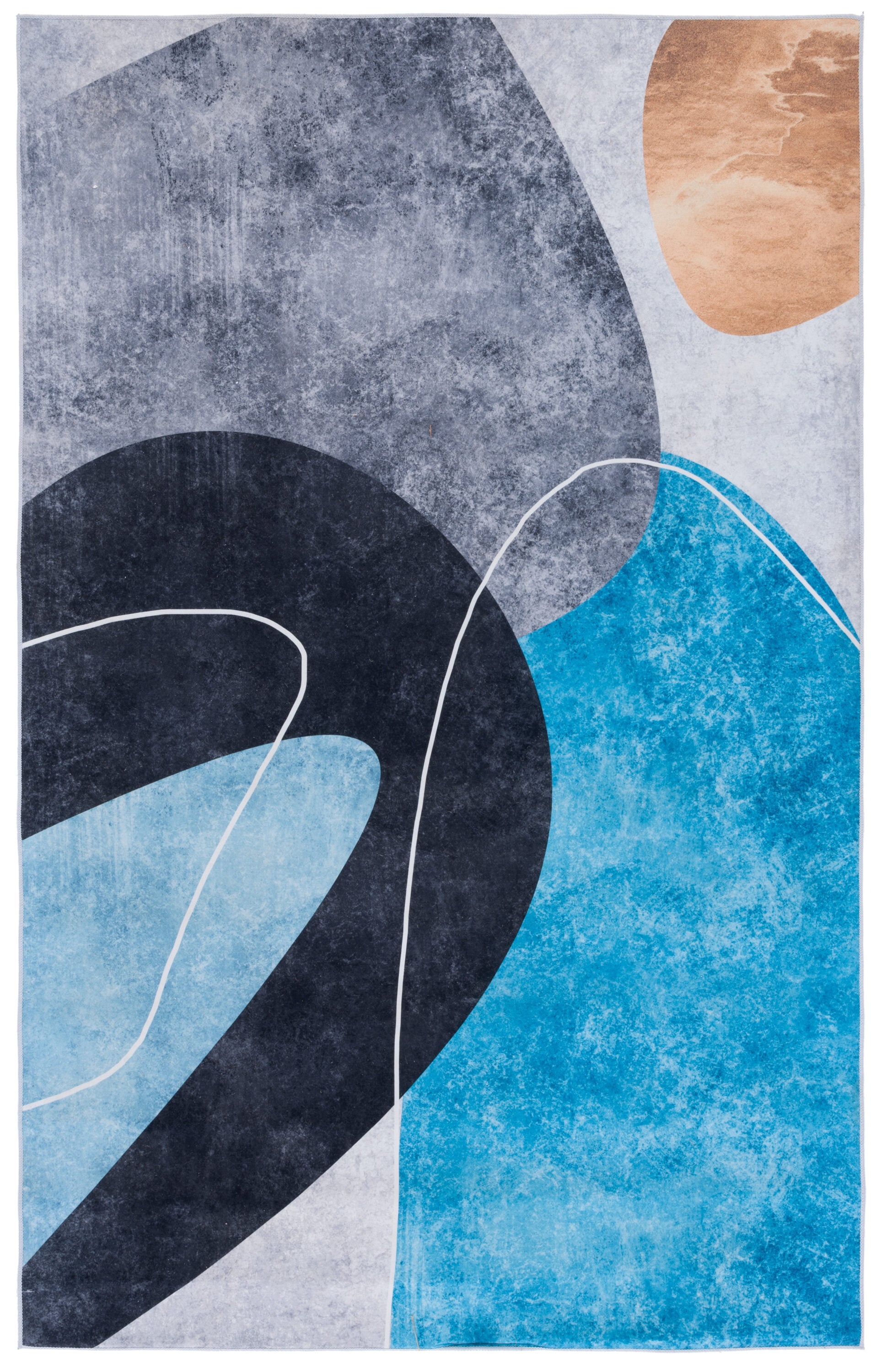 Tacoma Gray and Turquoise Abstract Washable Rug