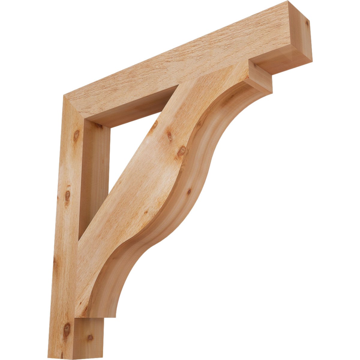 Ekena Millwork BKT06X44X44FST05RWR Funston Block Rough Sawn 6-in x 44-in x 44-in Western red cedar Brown Wood Standard bracket