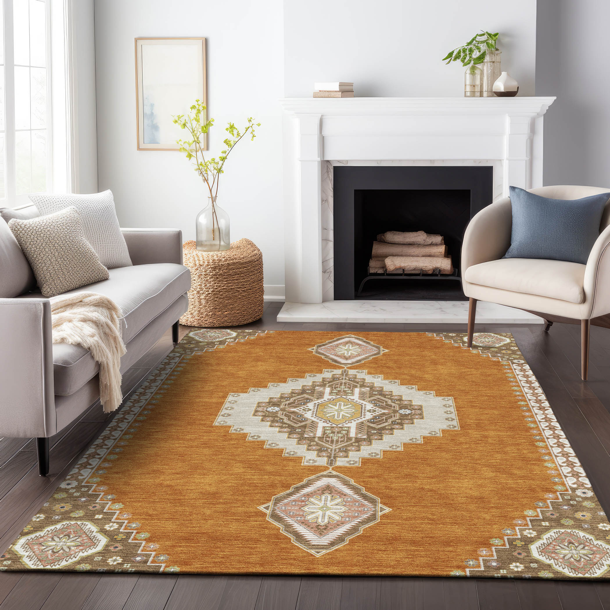 Addison Rugs ACN1014CP8X10 Chantille ACN1014CP 8 x 10 (ft) Polyester Copper Rectangular Indoor/Outdoor Geometric Machine washable Area rug
