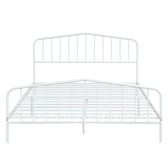 Pouuin White Queen Metal Bed Frame, Full Size Bed Frame White