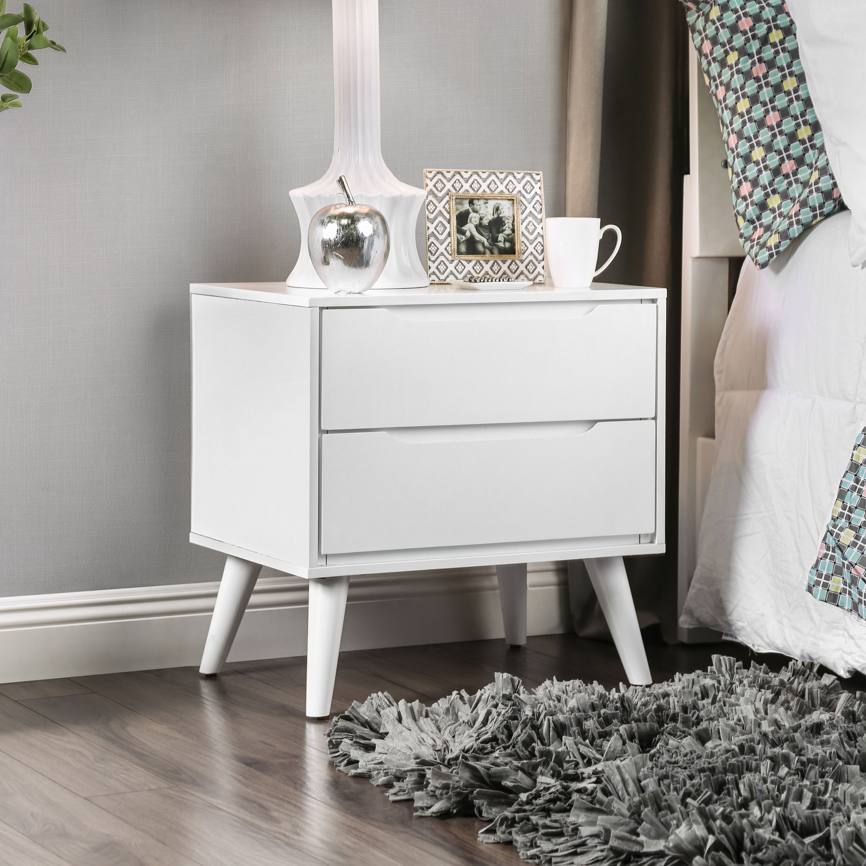 Furniture of America IDF-7386WH-N Santeria White Nightstand