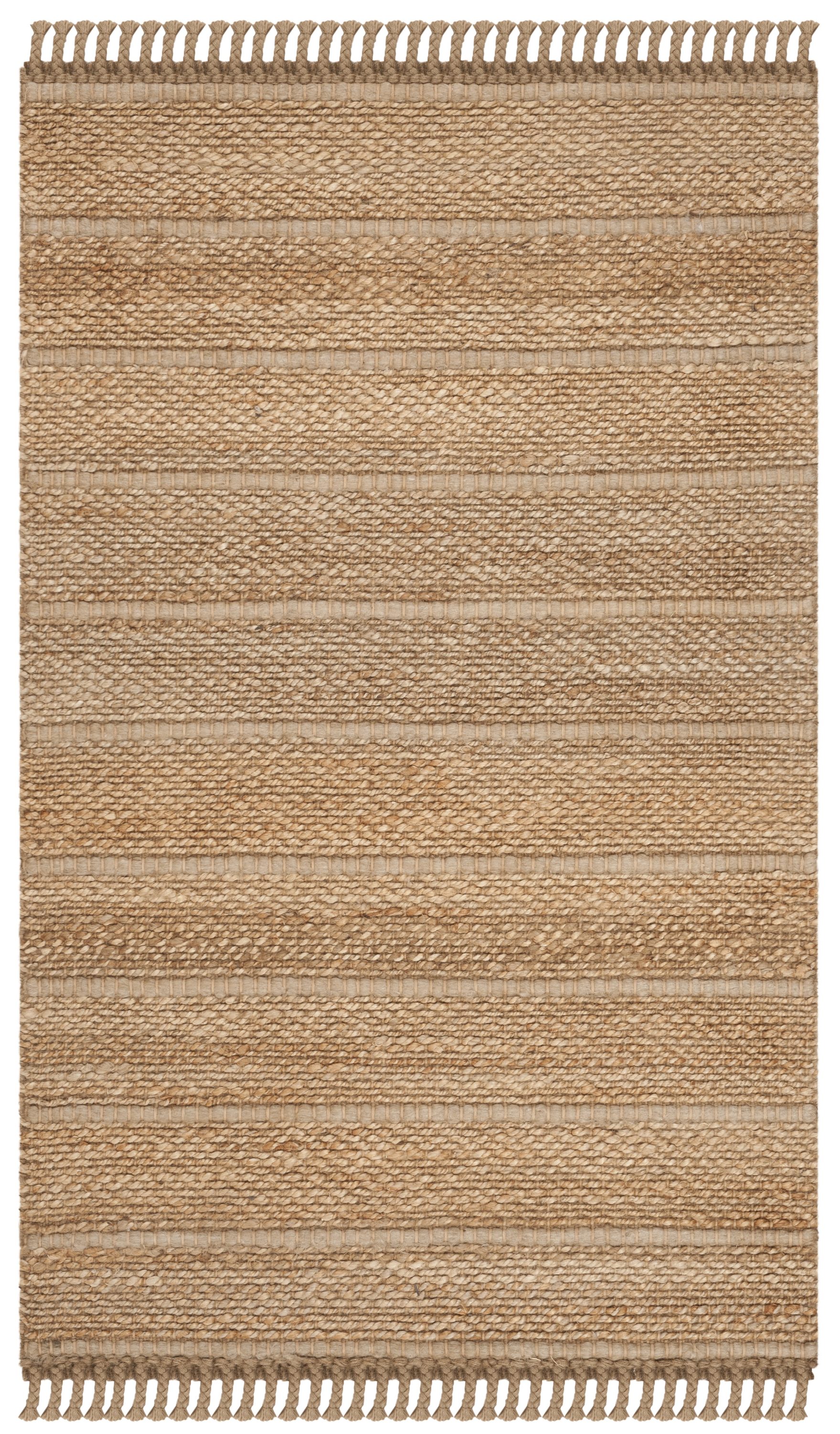 Safavieh NF550A-3 Natural Fiber Maldives 3 x 5 (ft) Synthetic Natural/Gray Rectangular Indoor Stripe Coastal Throw rug