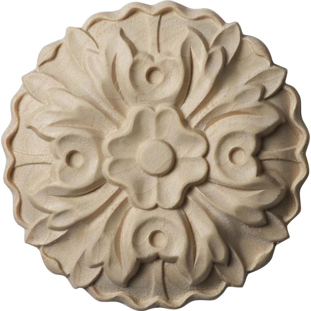 Kent Unfinished Alder Wood Round Rosette Applique