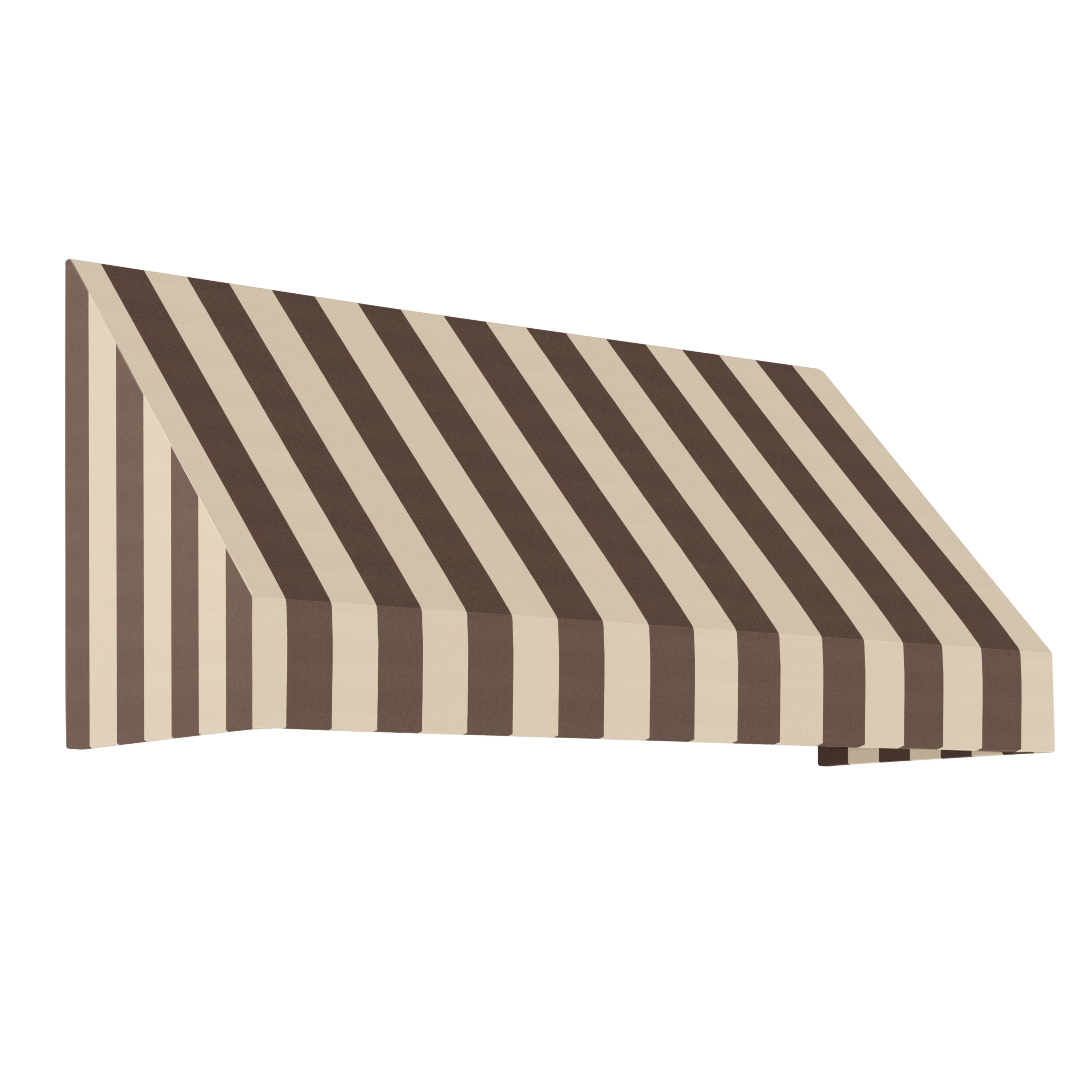 Awntech EN23-L-5BRNT New Yorker 64.5-in Wide x 36-in Projection x 24-in Height Fabric Brown/Tan Stripe Striped Fixed Window/Door Awning