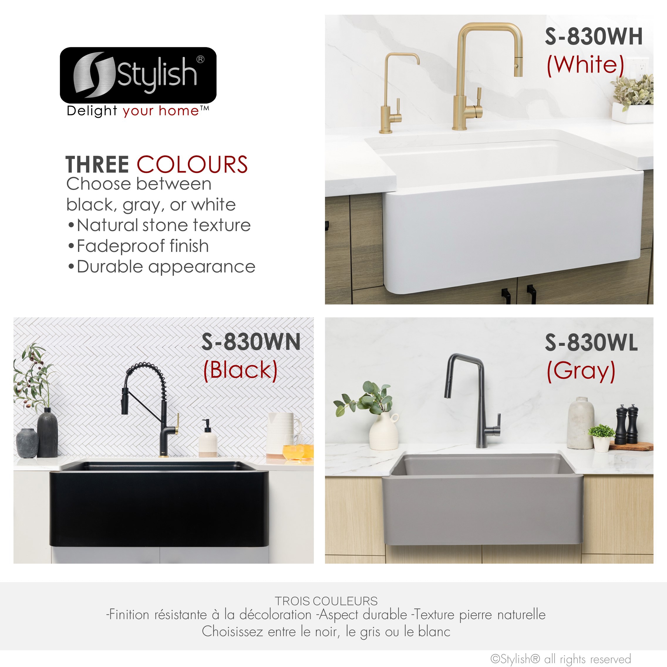 Stylish S-830WH Kitchen-Sinks - View #3