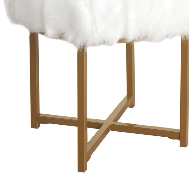 Benzara White and Gold Small Upholstered Bar Stool Benzara White and Gold Small Upholstered Bar Stool