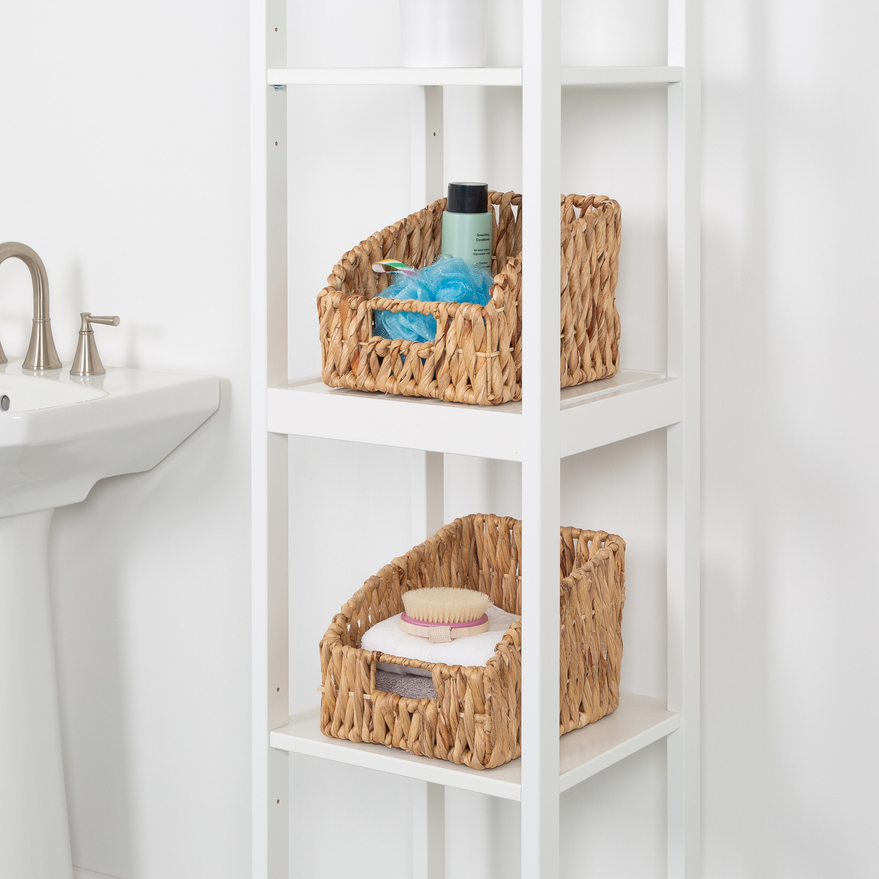 Honey-Can-Do Water Hyacinth Woven Bathroom 7-Piece Storage Basket Set