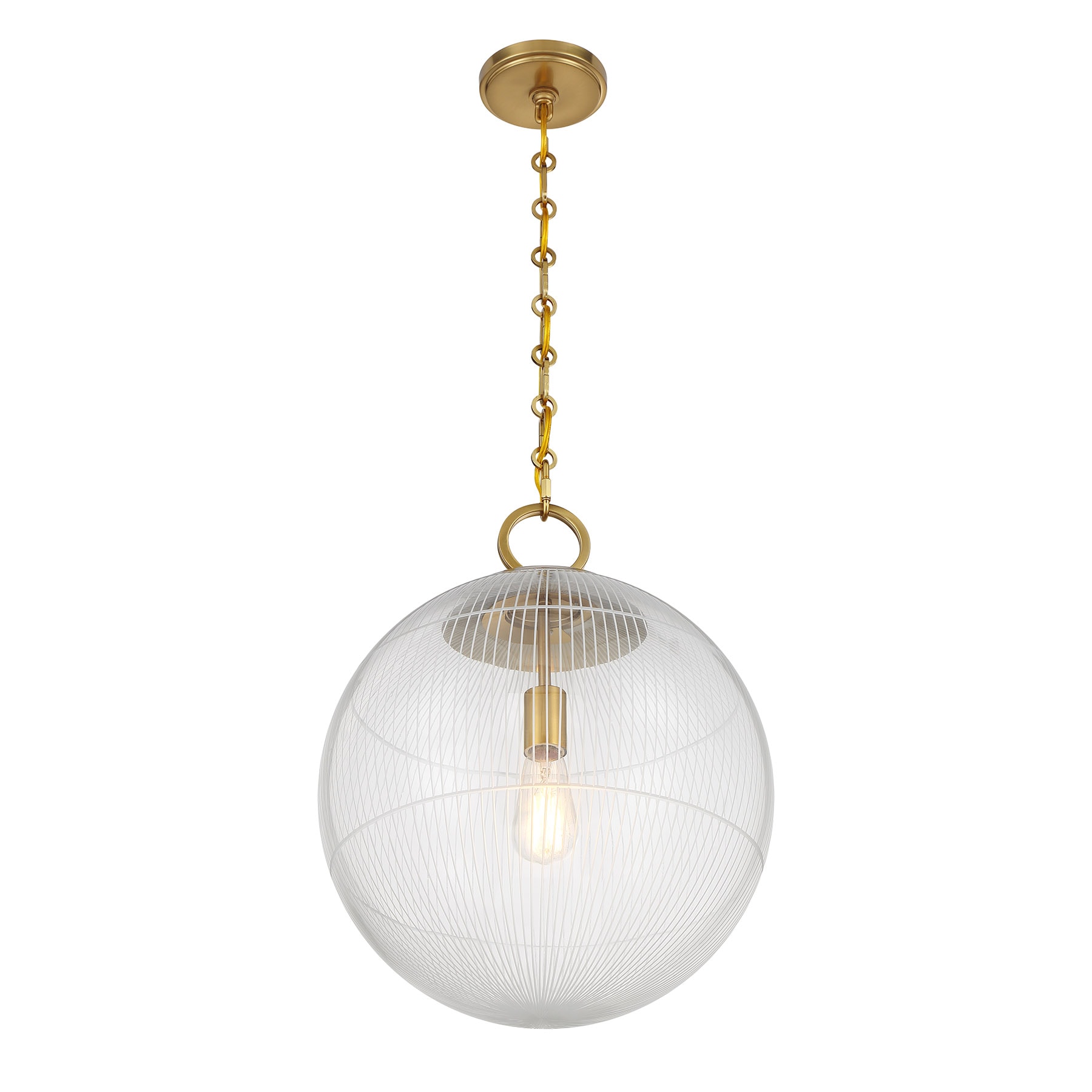 Image showcasing Savoy House Cabot 1 -Light Warm Brass Vintage Textured glass Globe ...