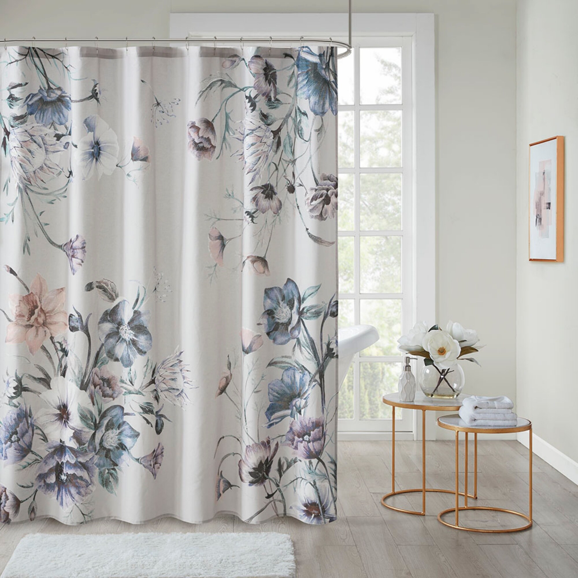 Lirago 72x72 in Printed Cotton Shower Curtain Waterproof Standard Size Bathroom Curtains Shower Curtains for Bathroom