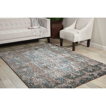 Nourison Karma 5 x 7 Blue Indoor Abstract Area Rug at Lowes.com