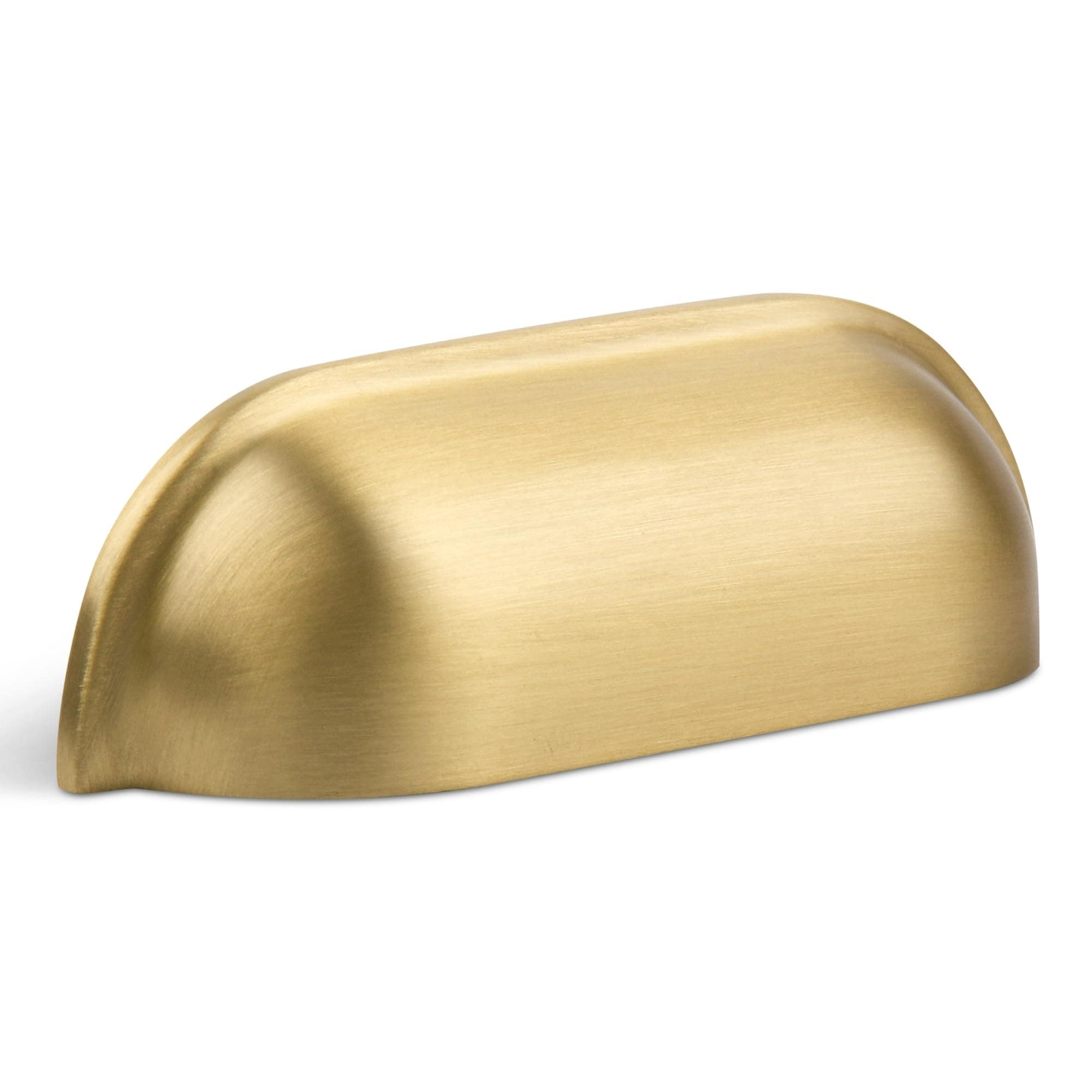 Aoibox  Brushed matt gold cup drawer pulls 2 pack small solid brass handles for 2 5 inch hole centers Kitchen